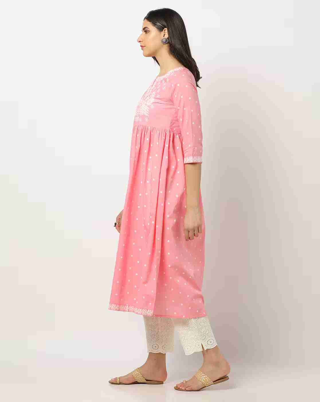 AVAASA MIX N' MATCH | Embroidered Flared Kurta|1
