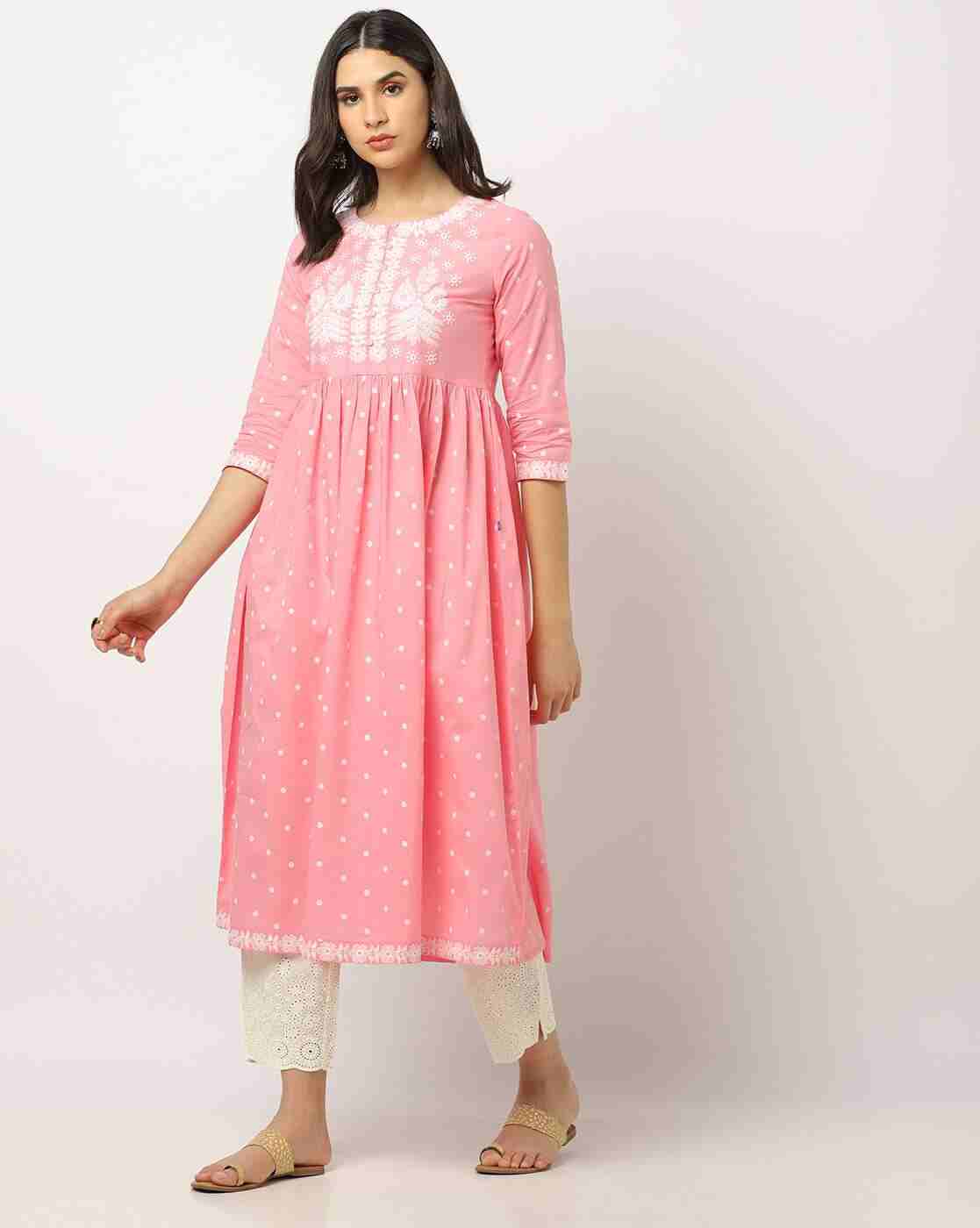AVAASA MIX N' MATCH | Embroidered Flared Kurta|3
