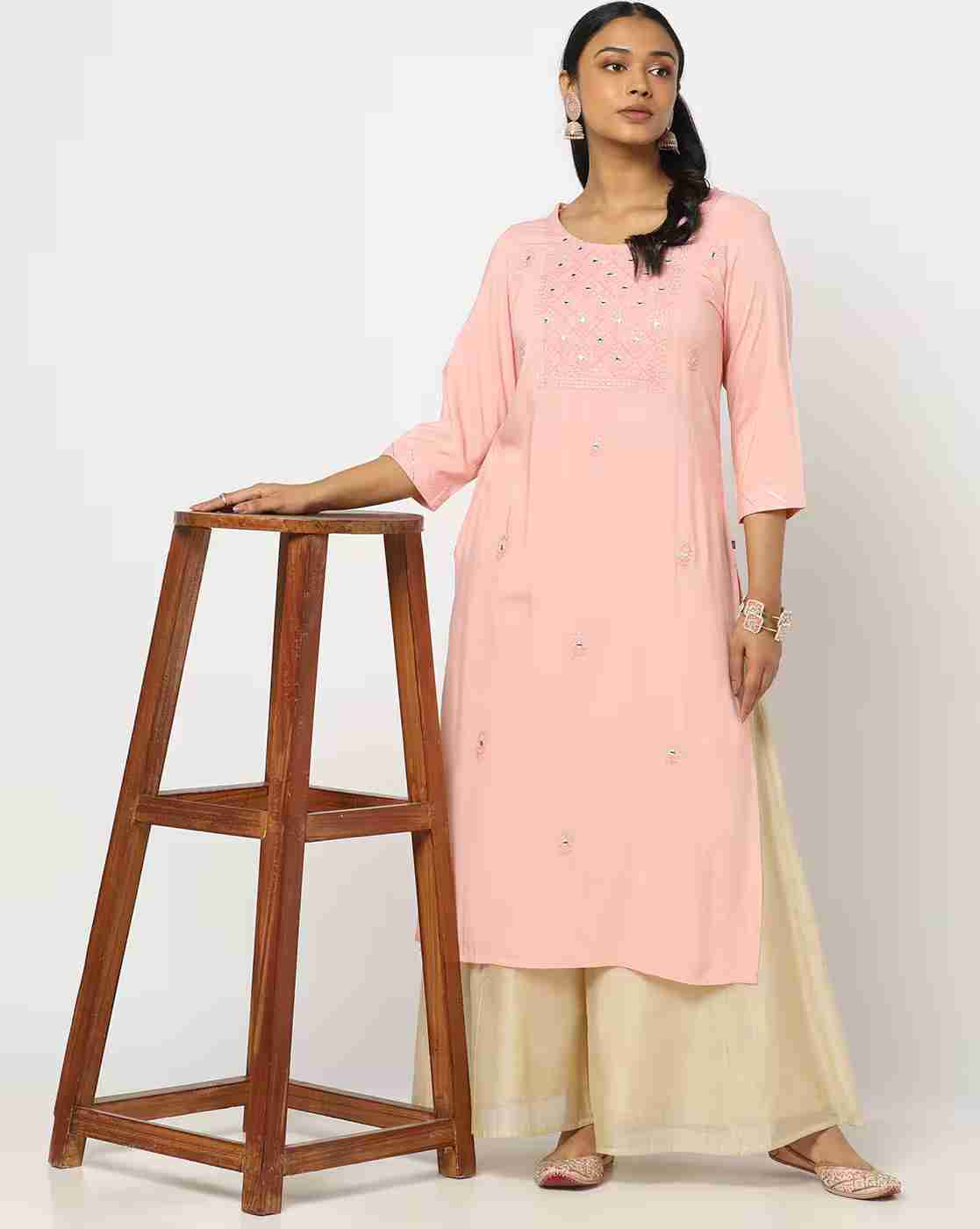 AVAASA MIX N' MATCH | Embellished Straight Kurta|0