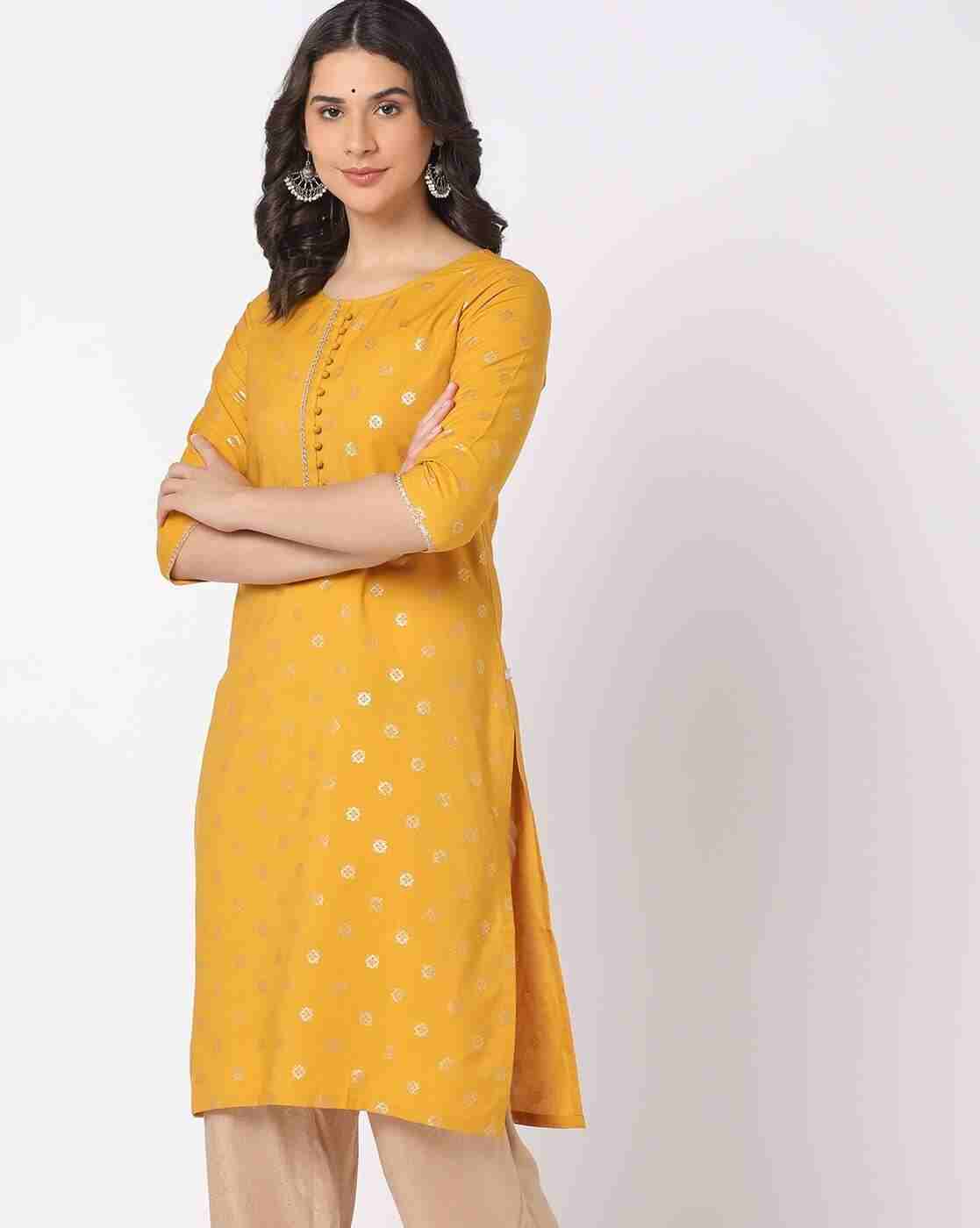 AVAASA MIX N' MATCH | Foil Print Straight Kurta|0