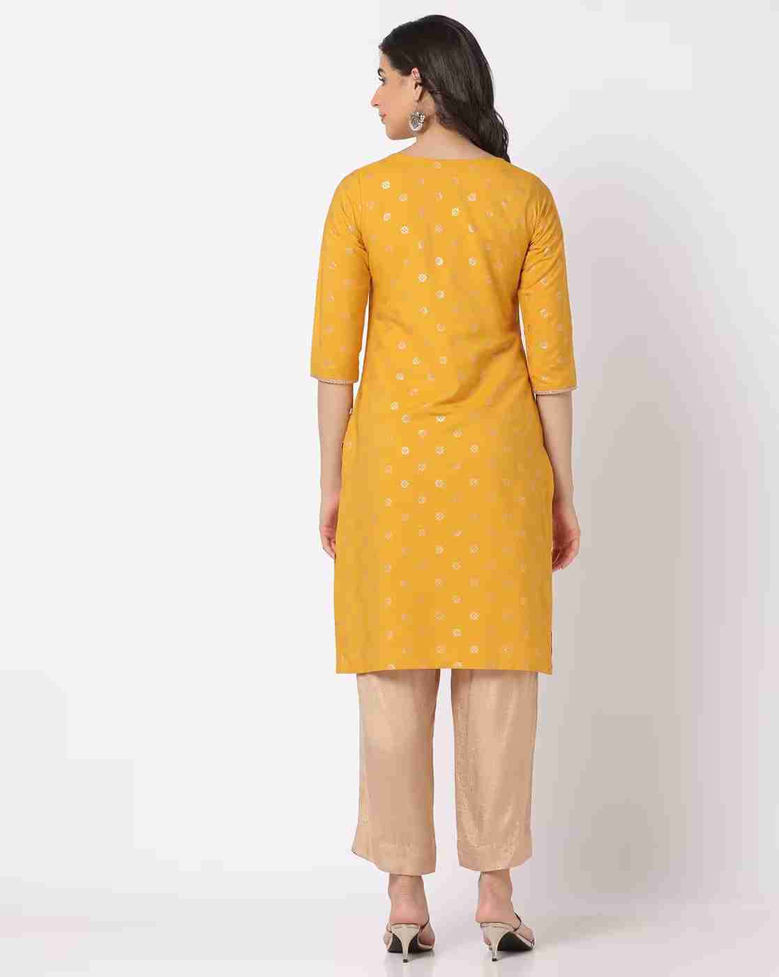 AVAASA MIX N' MATCH | Foil Print Straight Kurta|2