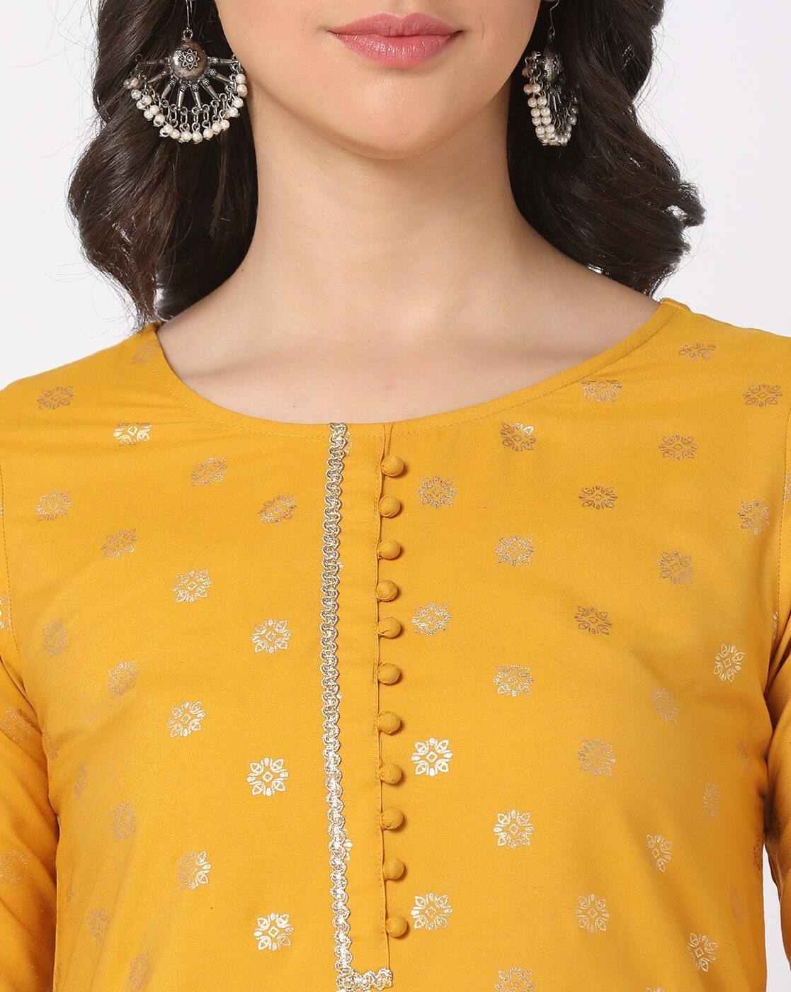 AVAASA MIX N' MATCH | Foil Print Straight Kurta|3
