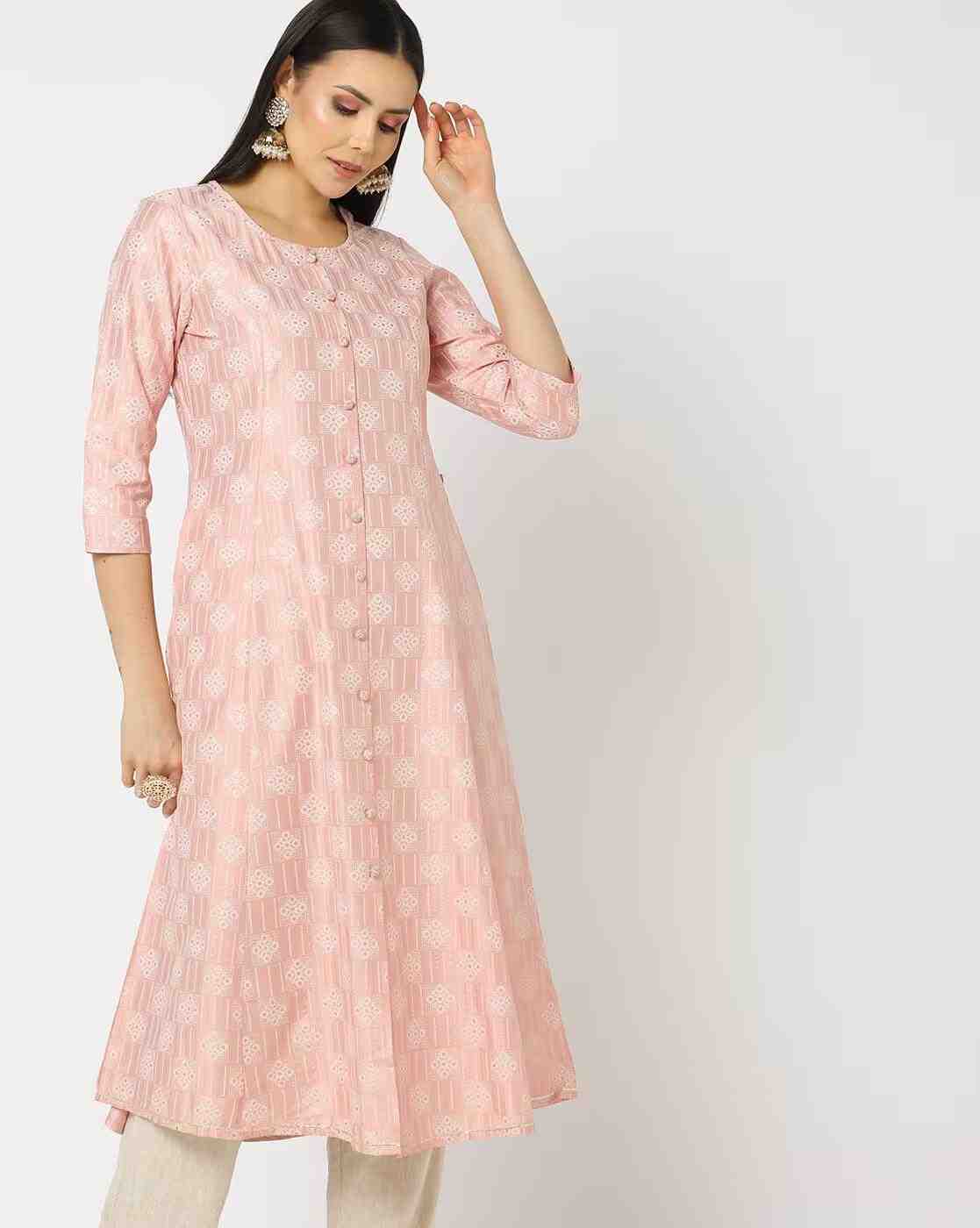 Printed Princess-Seam Flared Kurta
