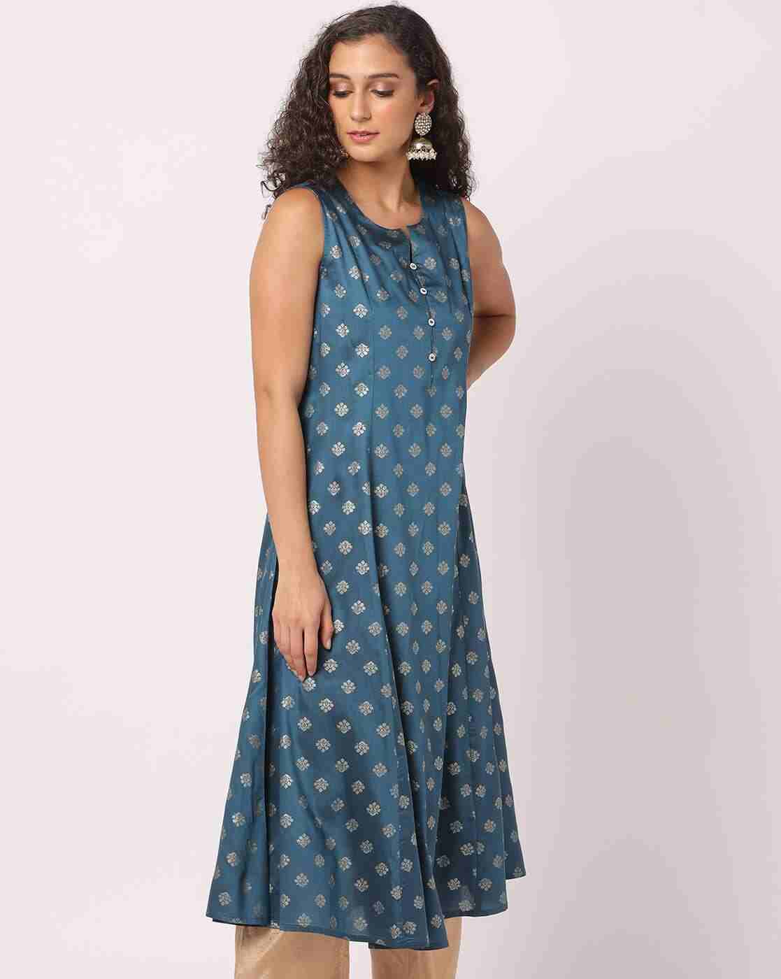 AVAASA MIX N' MATCH | Printed Flared Sleeveless Kurta|0