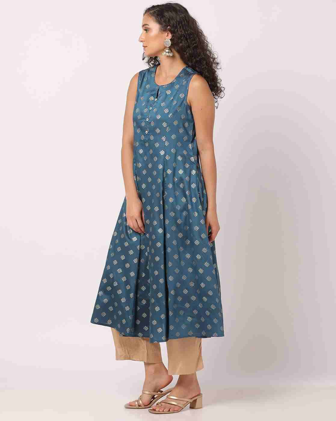 AVAASA MIX N' MATCH | Printed Flared Sleeveless Kurta|1