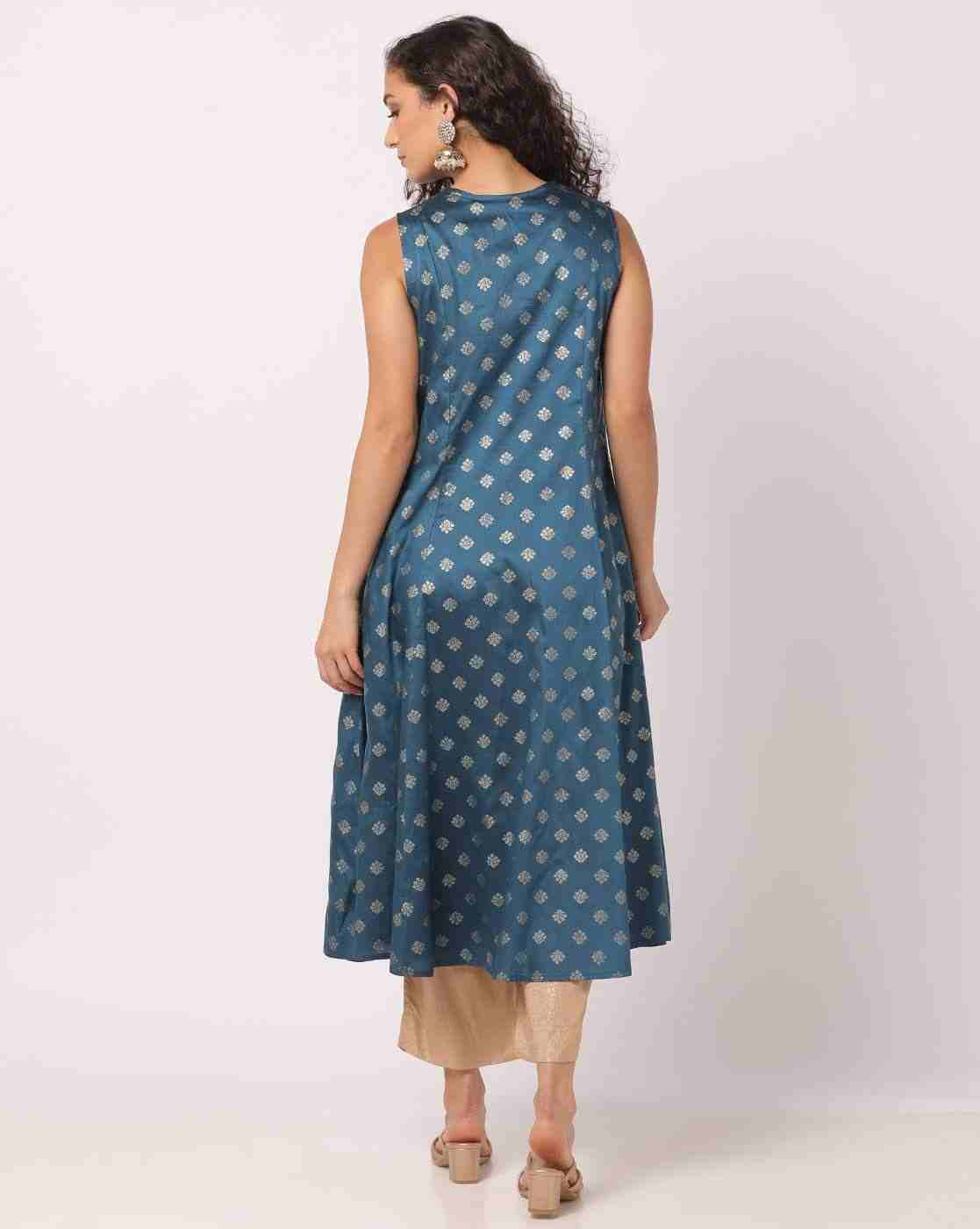 AVAASA MIX N' MATCH | Printed Flared Sleeveless Kurta|2