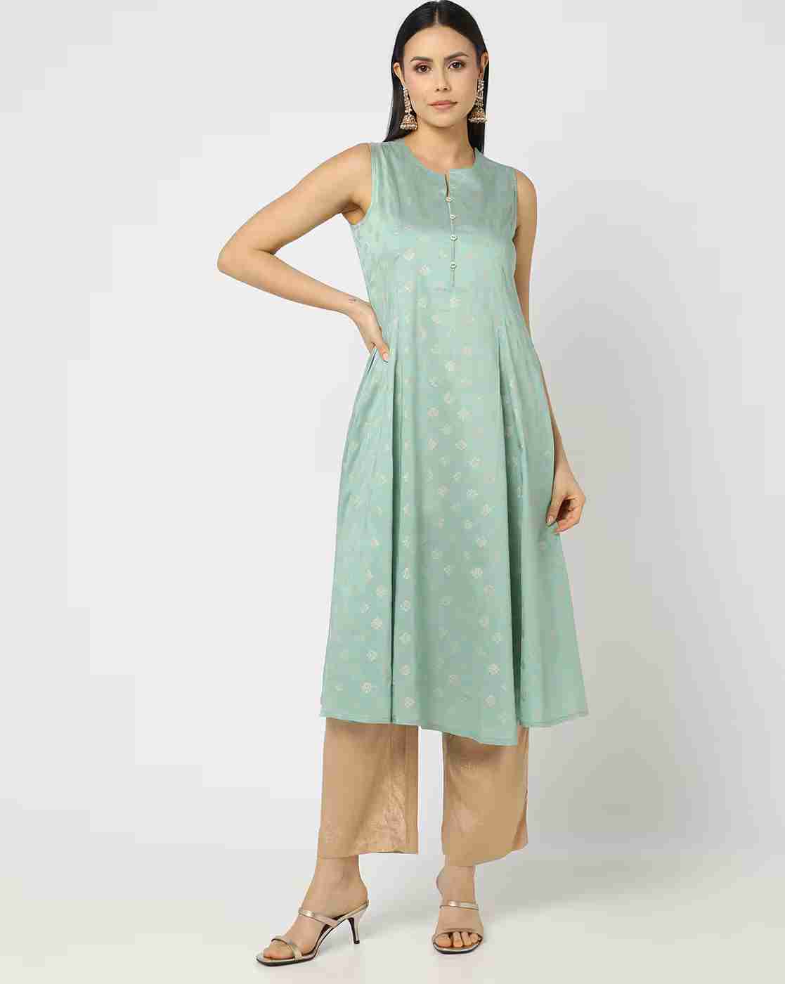 Printed Flared Sleeveless Kurta