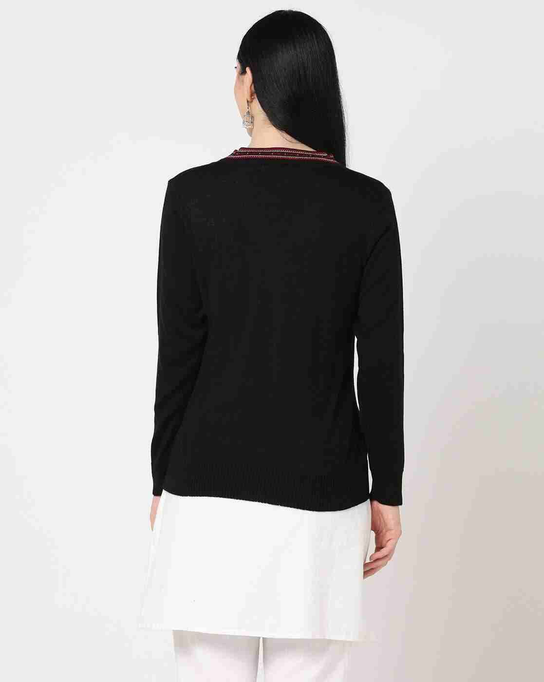 AVAASA MIX N' MATCH | Geometric-Knit V-Neck Cardigan|2