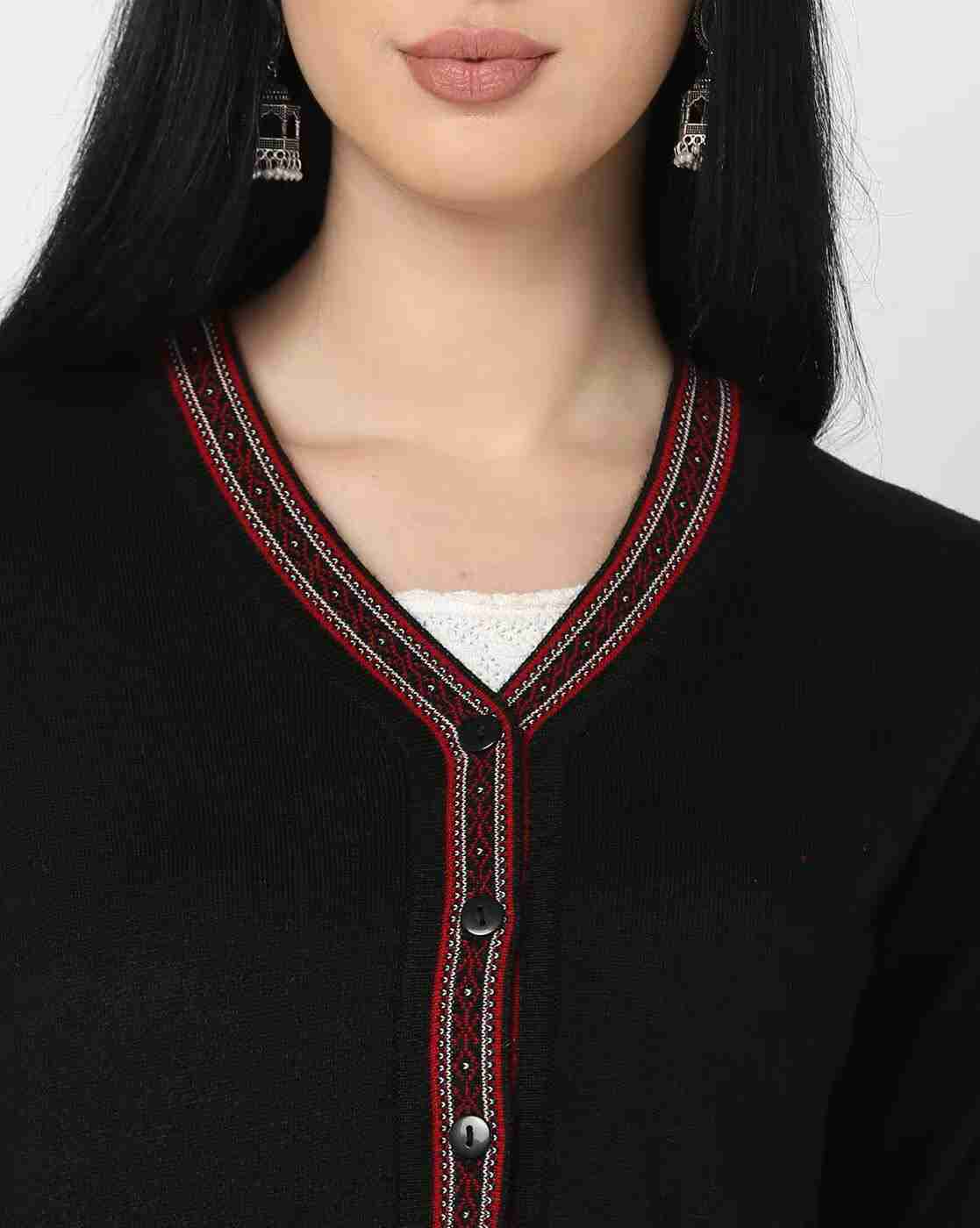 AVAASA MIX N' MATCH | Geometric-Knit V-Neck Cardigan|4