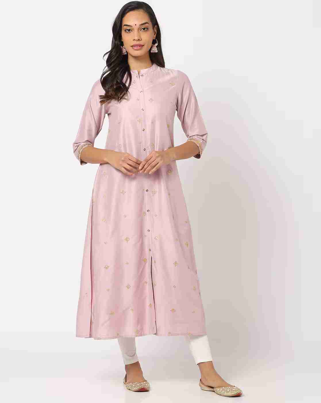AVAASA MIX N' MATCH | Embroidered A-Line Kurta|0