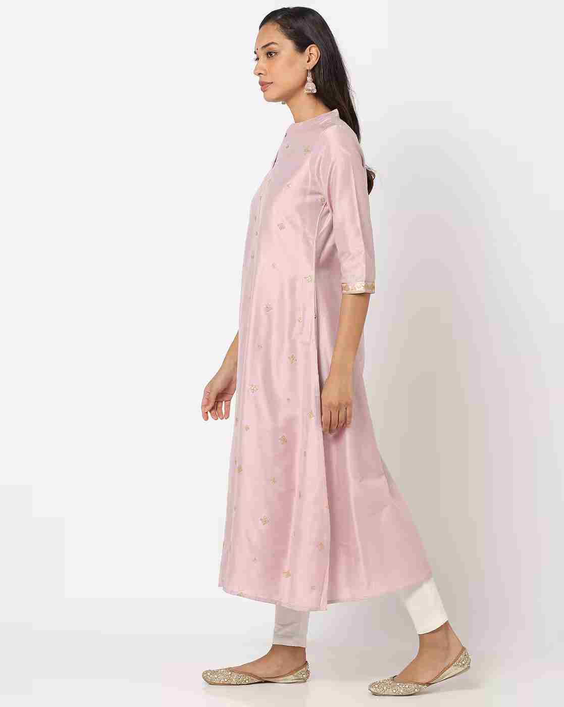AVAASA MIX N' MATCH | Embroidered A-Line Kurta|1