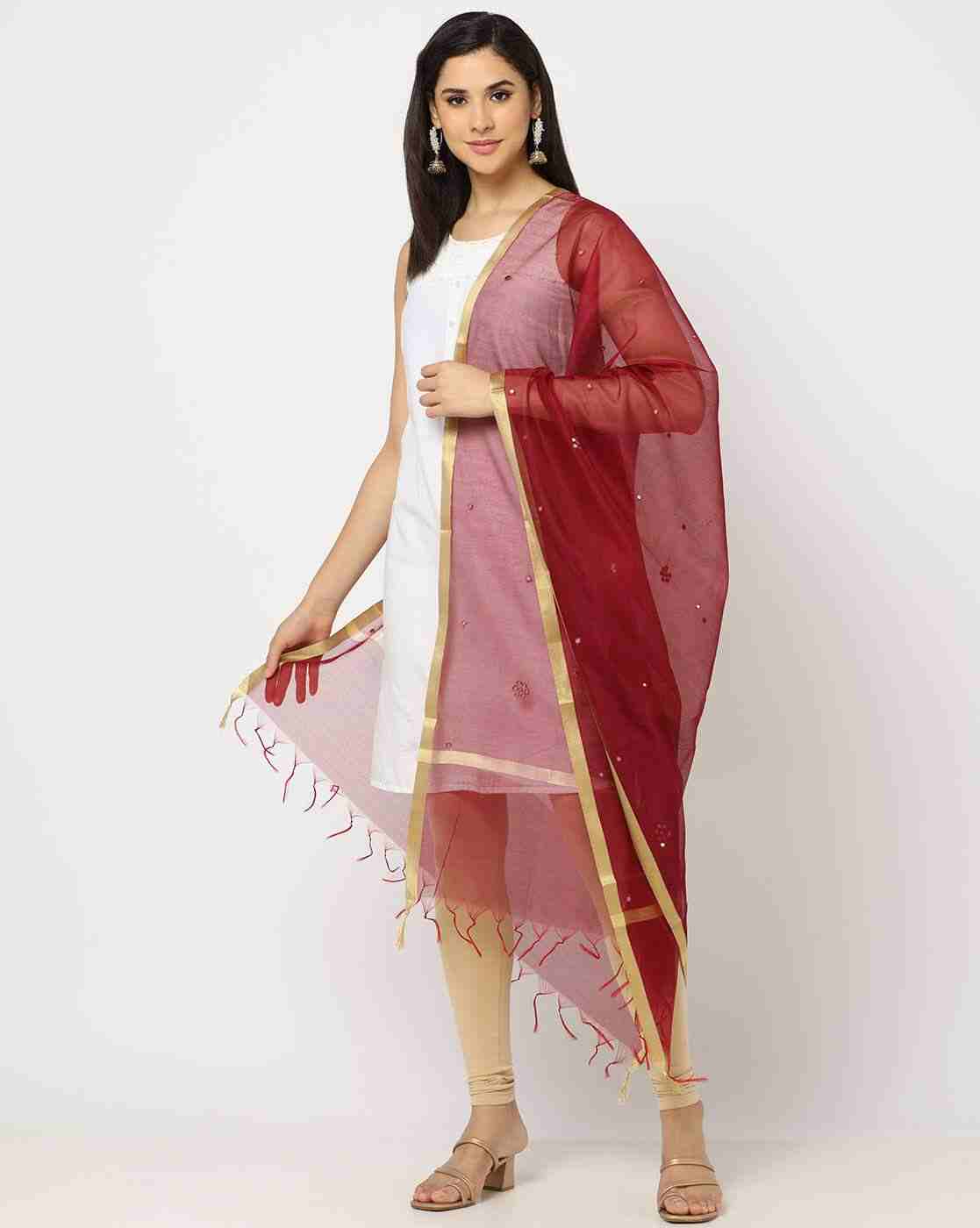 Embellished Dupatta with Tassels