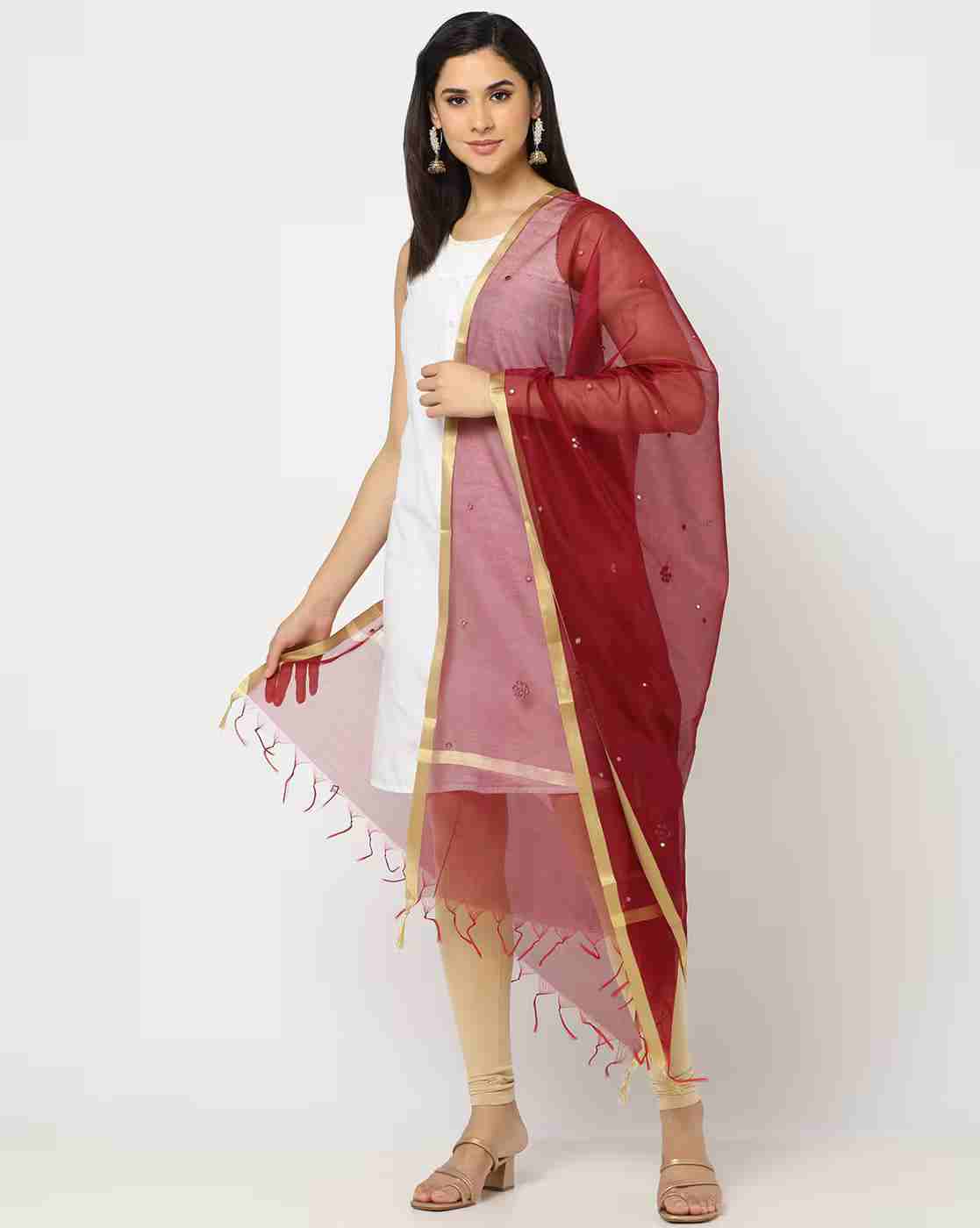 Embellished Dupatta with Tassels