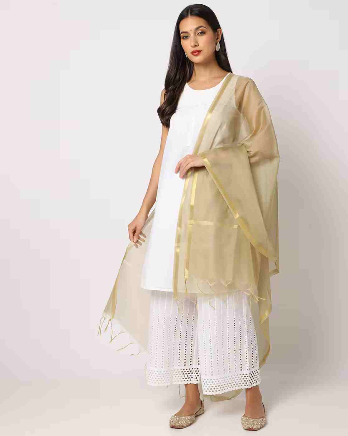 AVAASA MIX N' MATCH | Dupatta with Zari Border|0