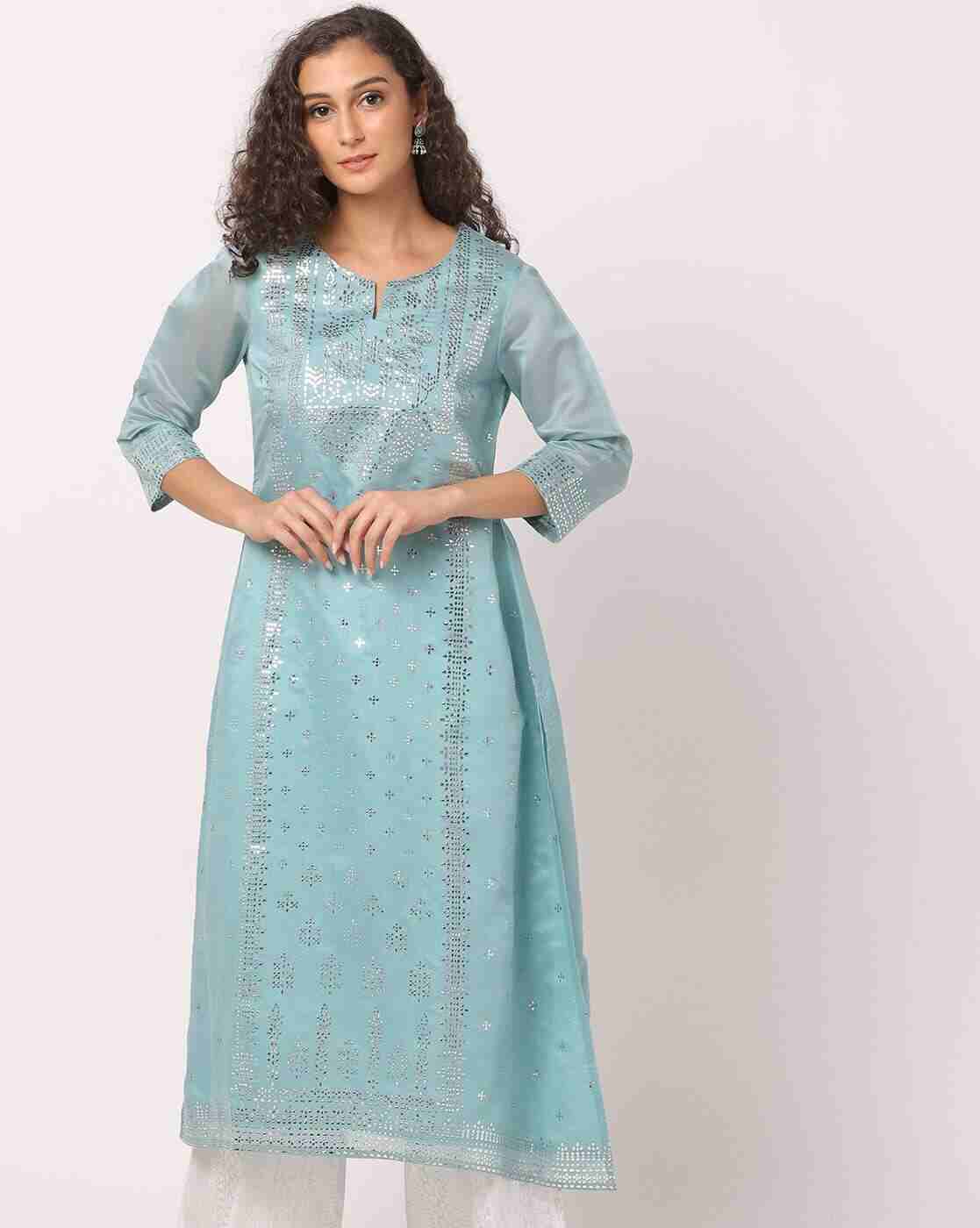 AVAASA MIX N' MATCH | Mukaish Print Straight Kurta|0