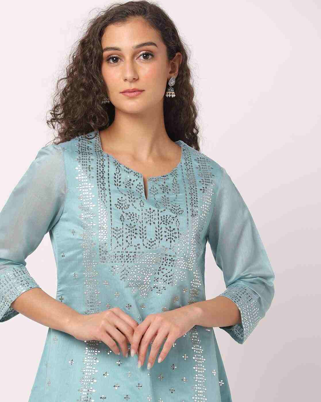 AVAASA MIX N' MATCH | Mukaish Print Straight Kurta|3