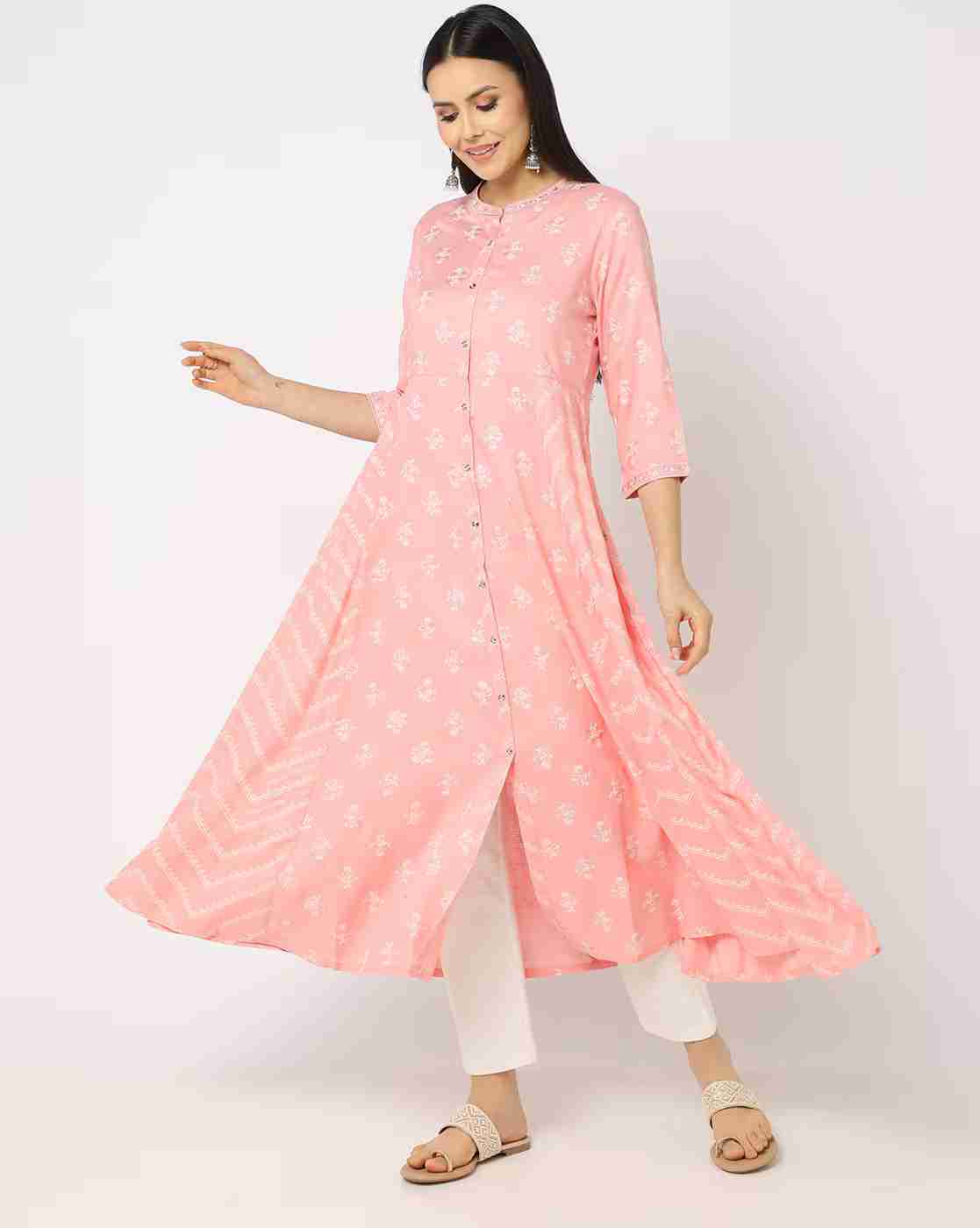 AVAASA MIX N' MATCH | Floral Print Flared Kurta|0