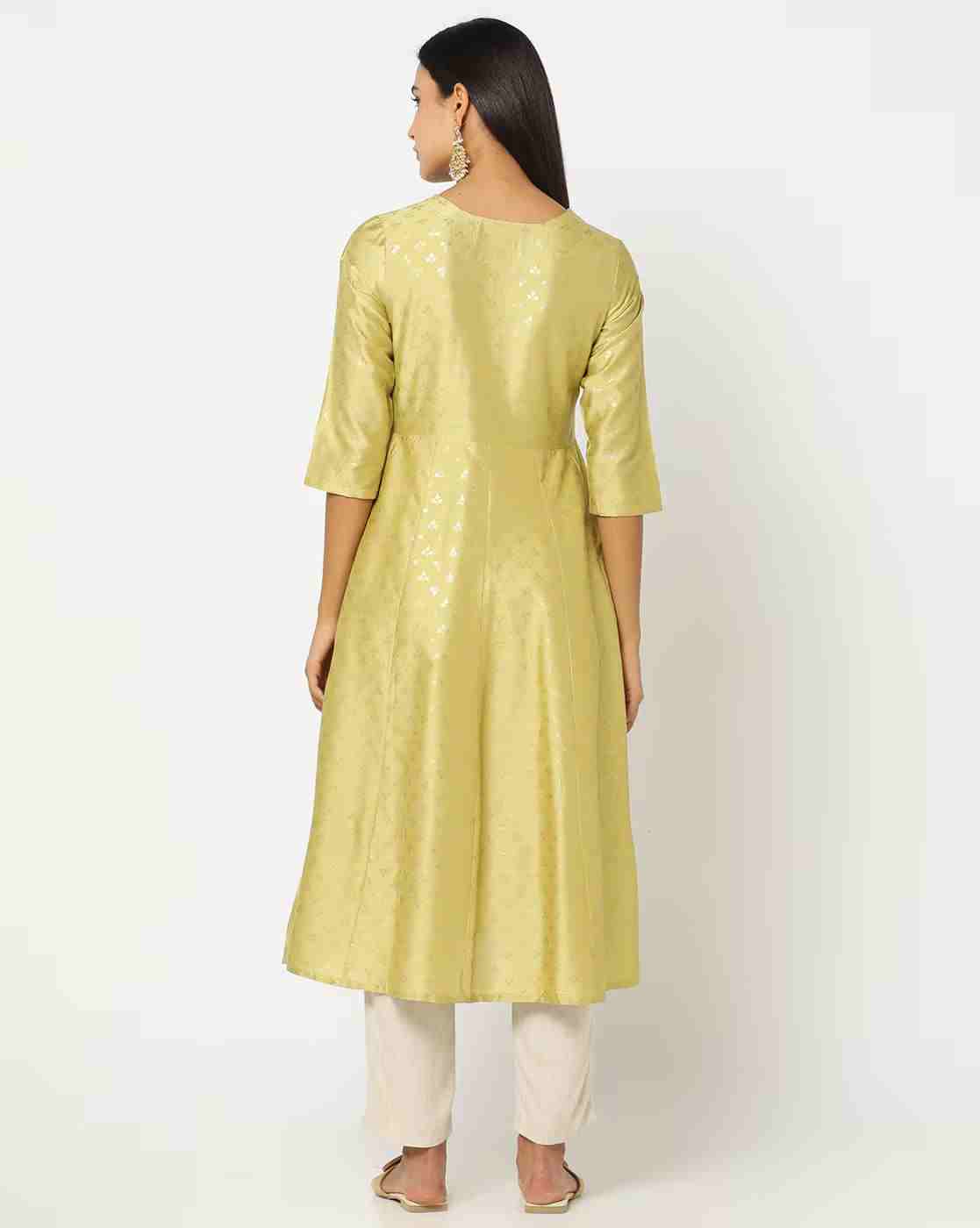 AVAASA MIX N' MATCH | Yoke Embroidered Flared Kurta|2