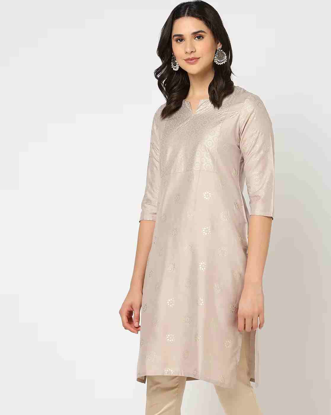 AVAASA MIX N' MATCH | Foil Print Straight Kurta|0