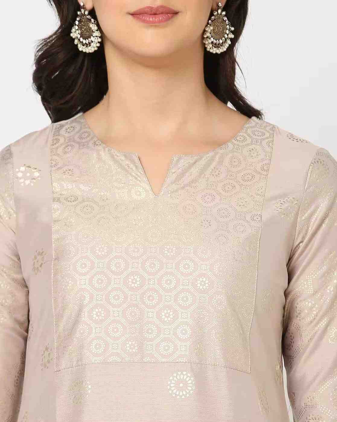 AVAASA MIX N' MATCH | Foil Print Straight Kurta|3