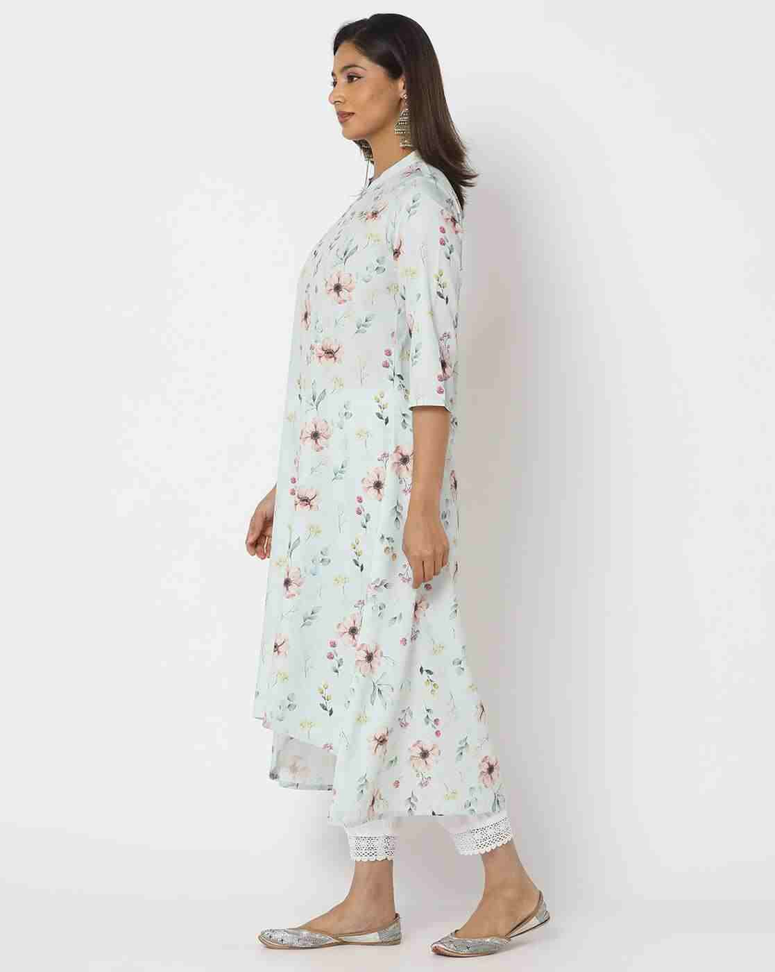 AVAASA MIX N' MATCH | Women Floral Print A-Line Kurta|1