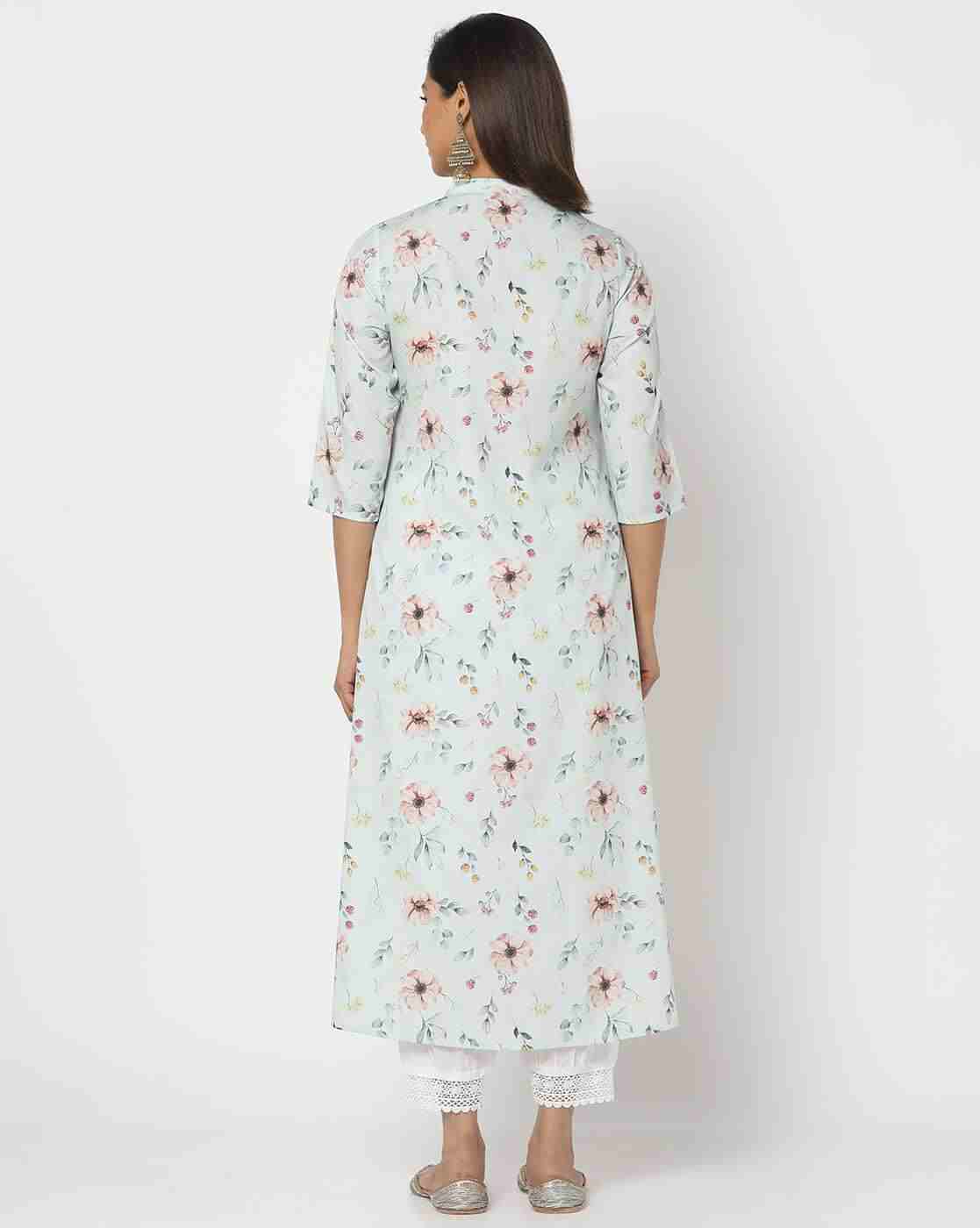 AVAASA MIX N' MATCH | Women Floral Print A-Line Kurta|2