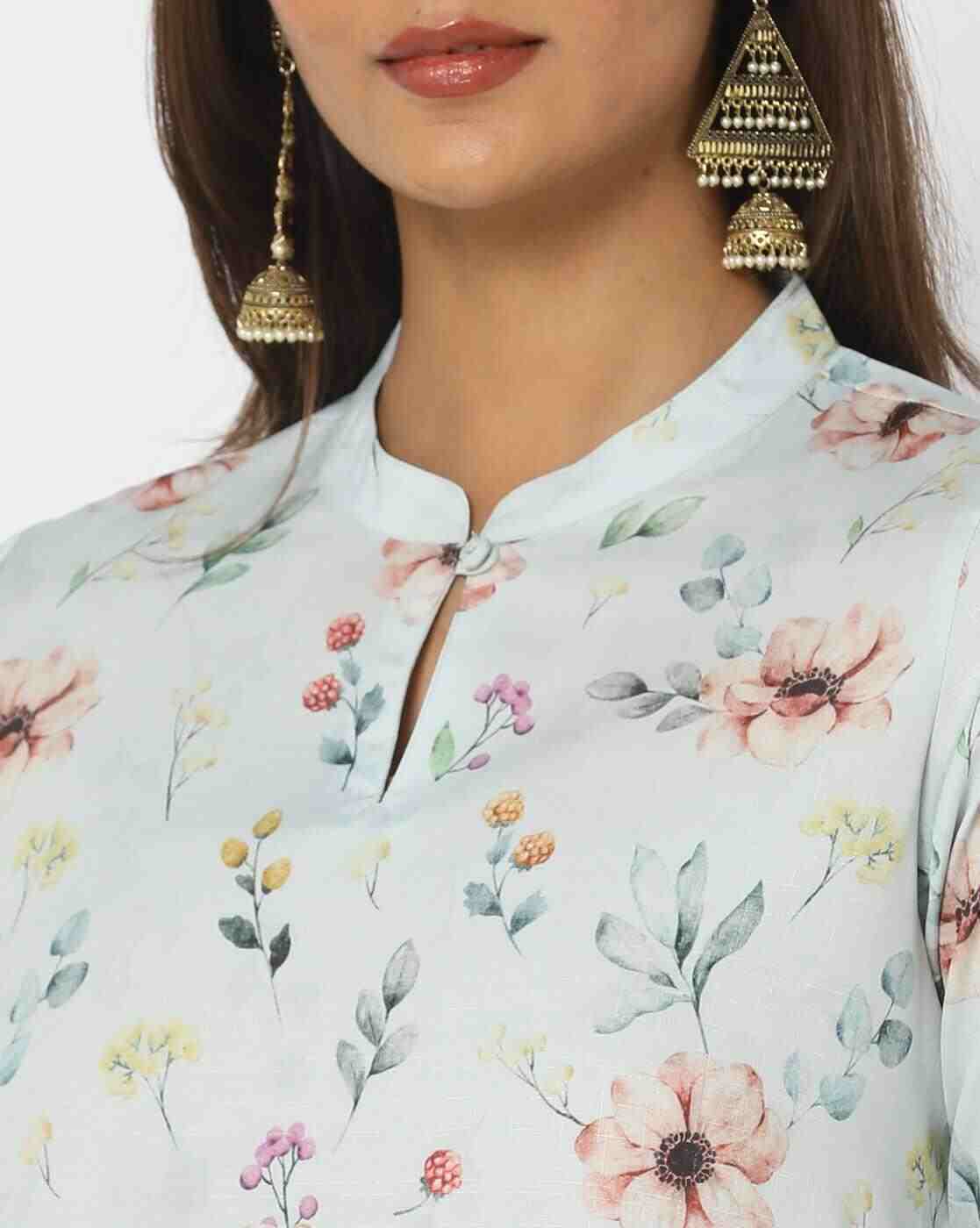 AVAASA MIX N' MATCH | Women Floral Print A-Line Kurta|3