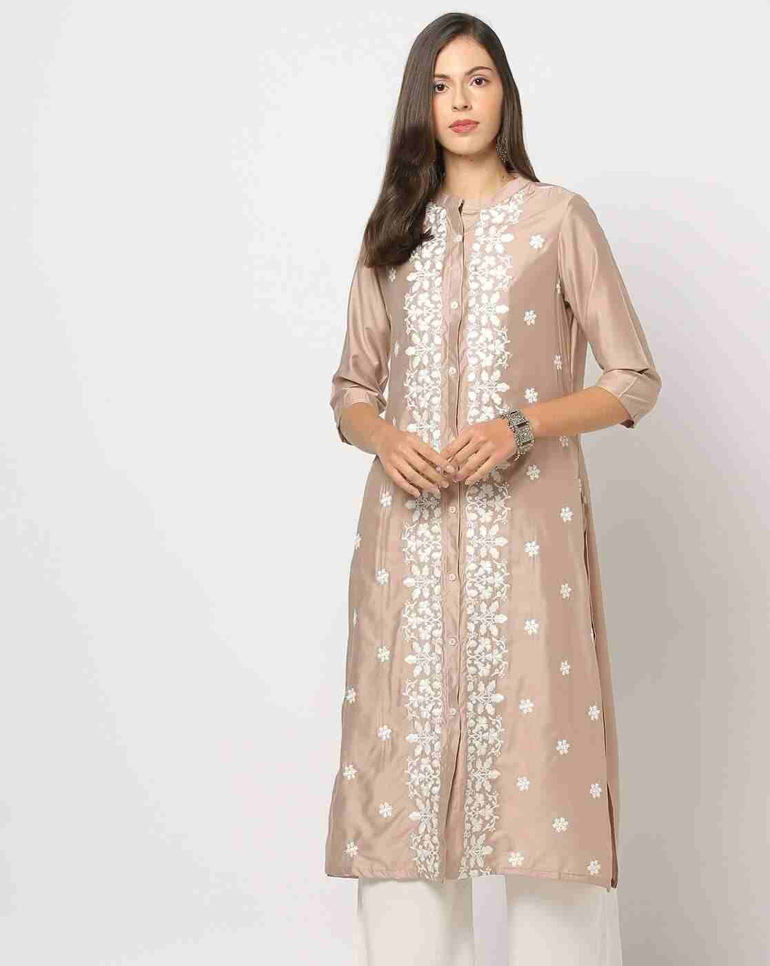 AVAASA MIX N' MATCH | Women Floral Embroidered Straight Kurta|0