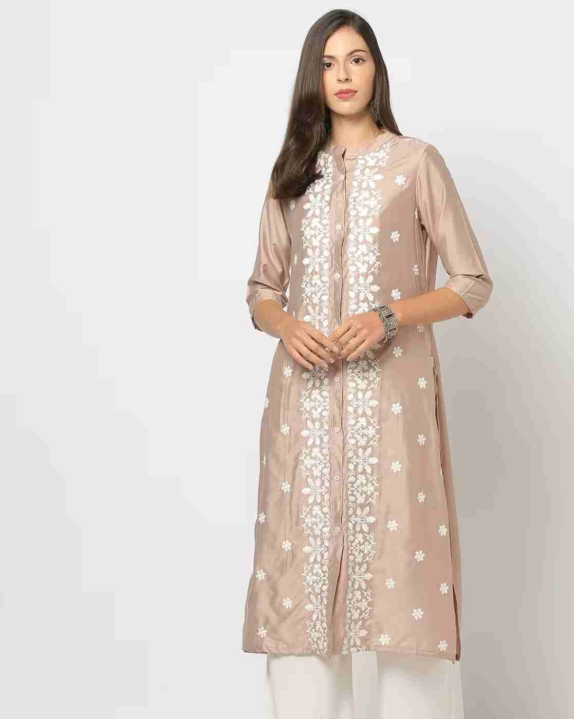 AVAASA MIX N' MATCH | Women Floral Embroidered Straight Kurta|0