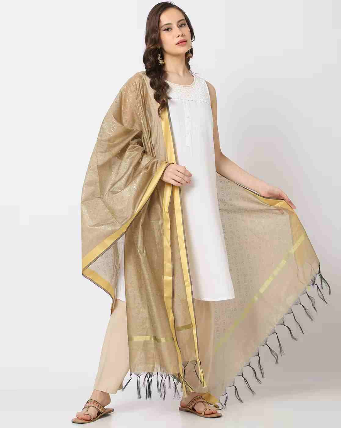 AVAASA MIX N' MATCH | Women Floral Woven Dupatta with Tassels|0