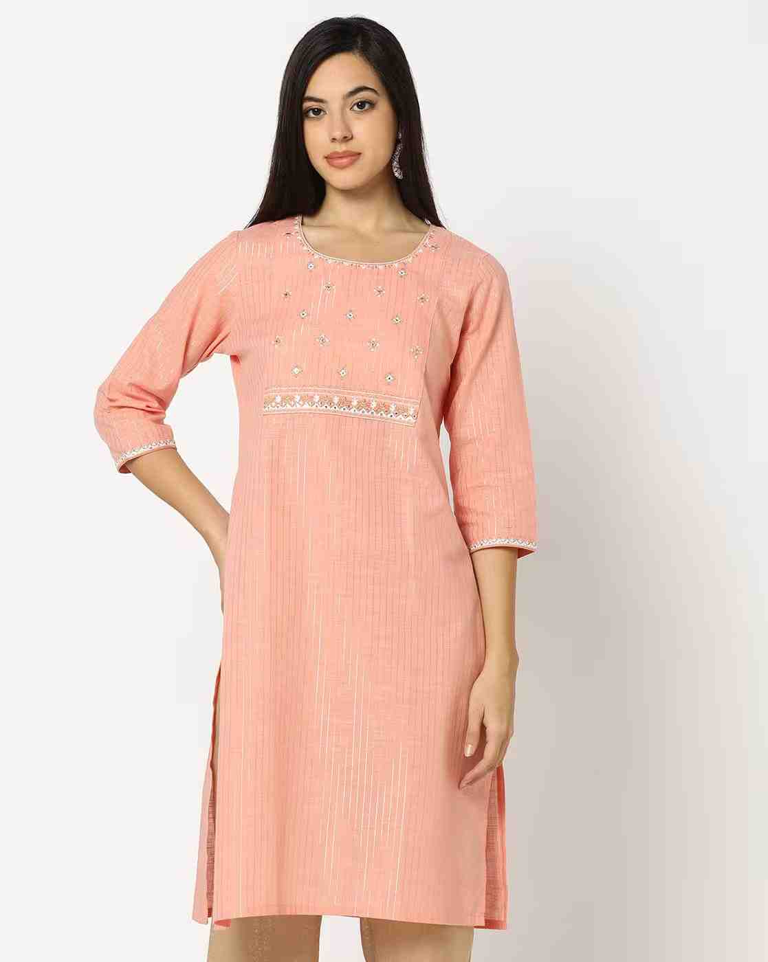 AVAASA MIX N' MATCH | Women Striped Straight Kurta|0