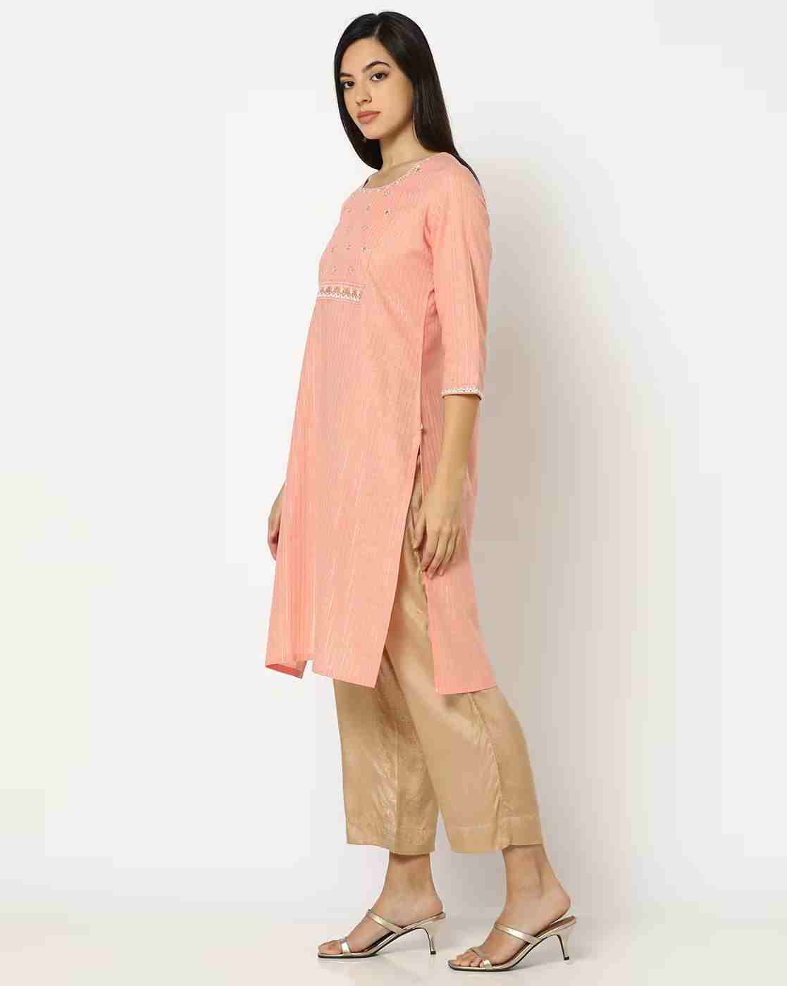 AVAASA MIX N' MATCH | Women Striped Straight Kurta|1