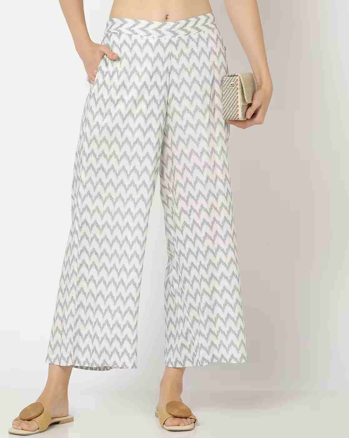 AVAASA MIX N' MATCH | Women Chevron Print Low-Rise Palazzos|0