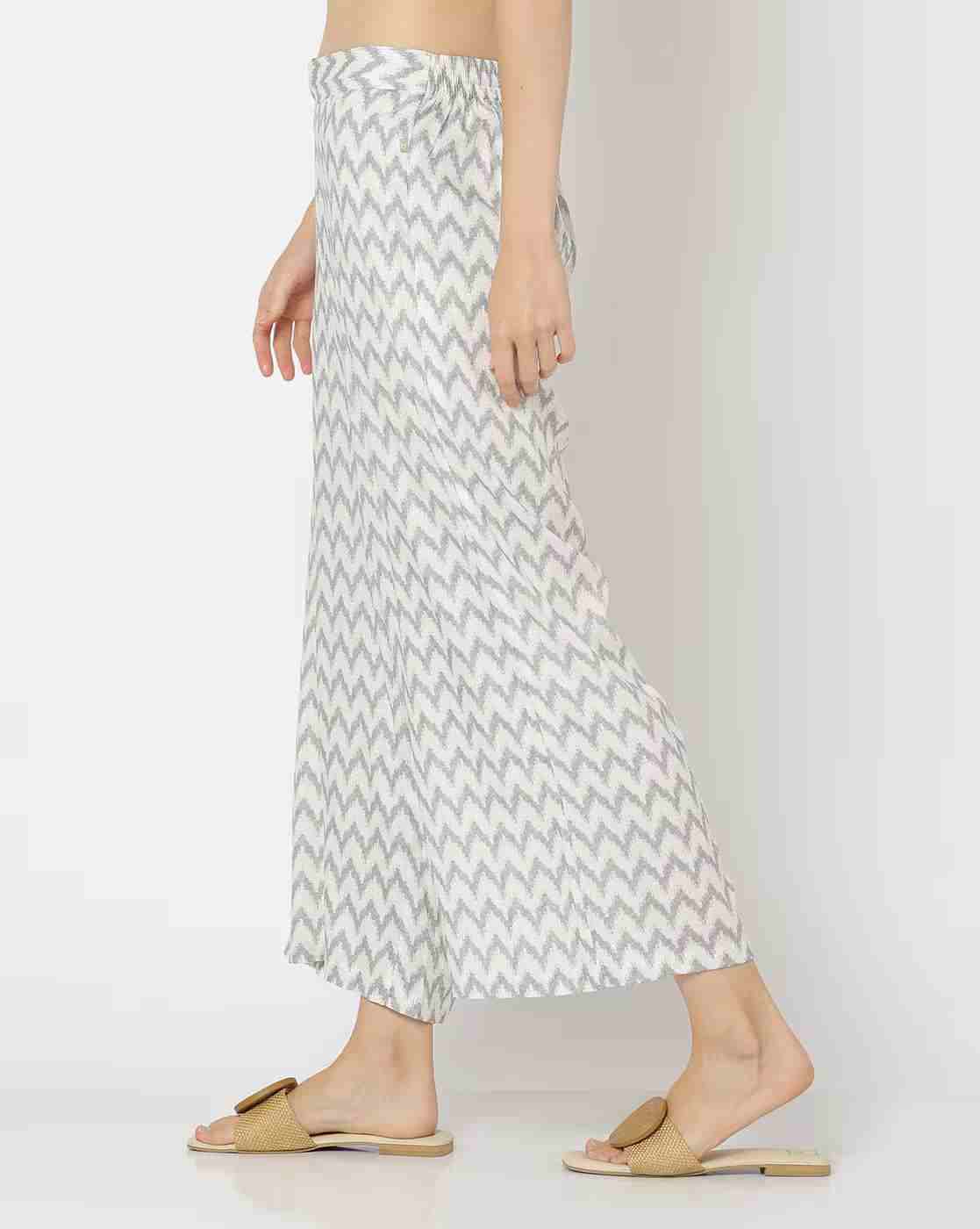 AVAASA MIX N' MATCH | Women Chevron Print Low-Rise Palazzos|1