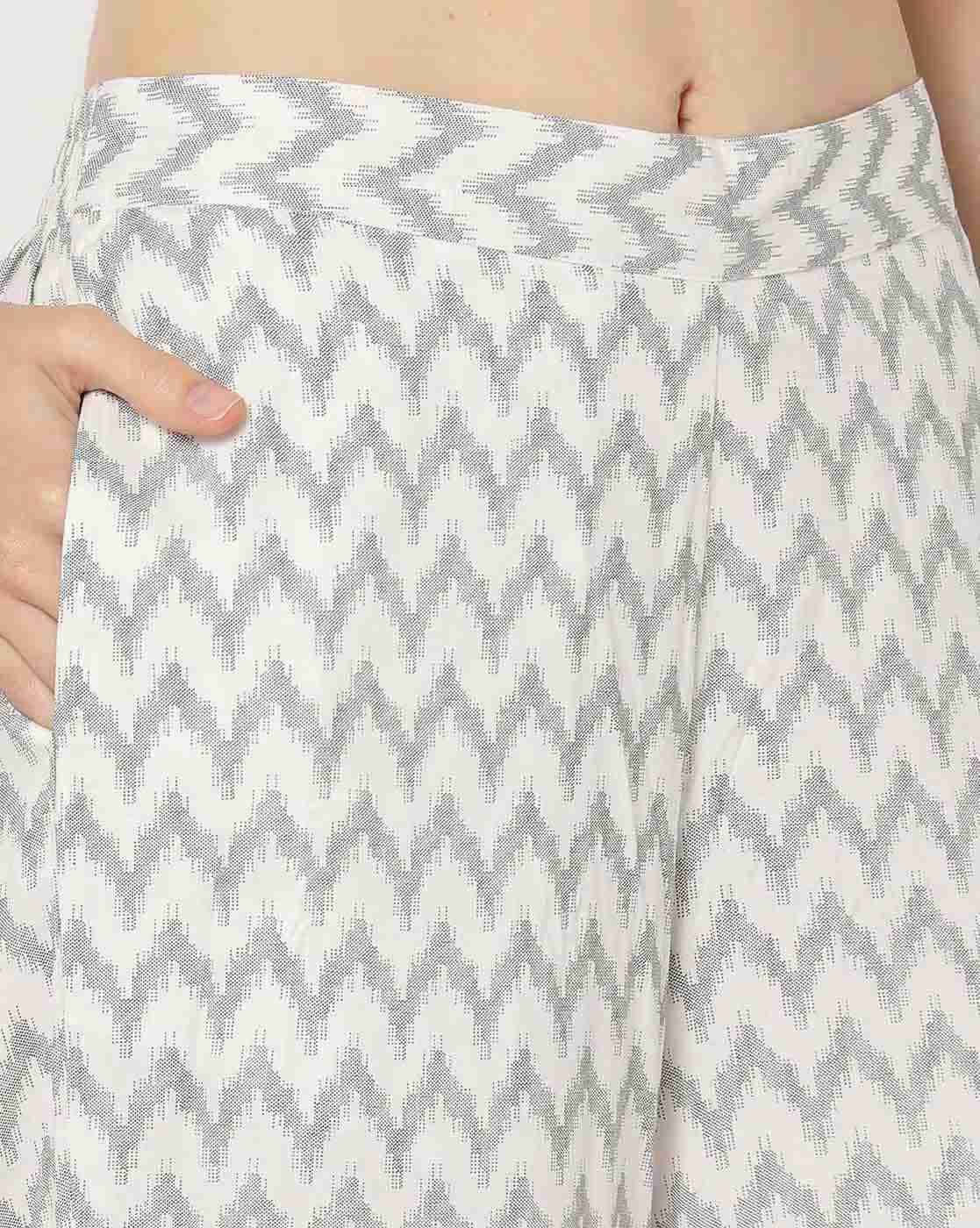 AVAASA MIX N' MATCH | Women Chevron Print Low-Rise Palazzos|3