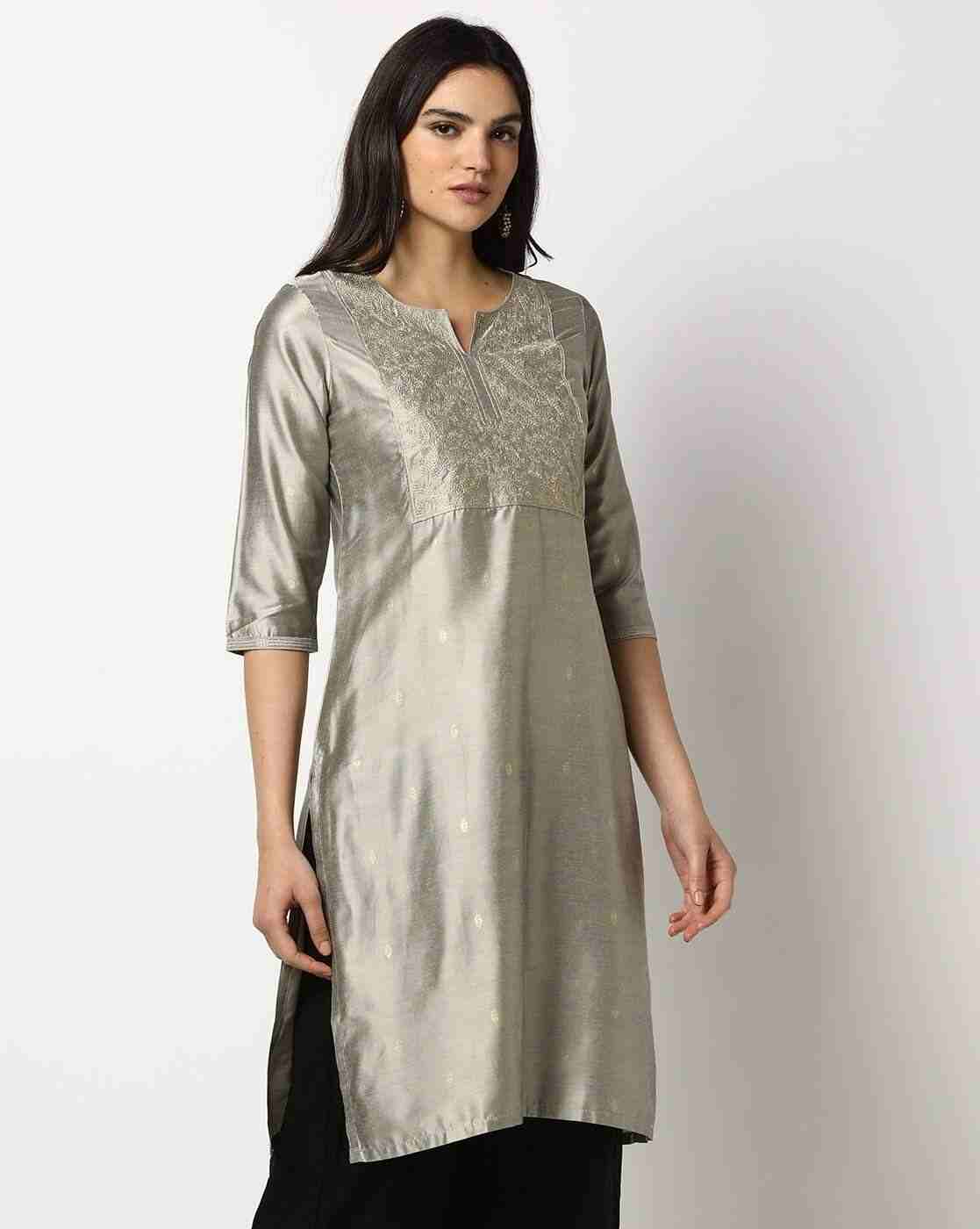 AVAASA MIX N' MATCH | Women Embroidered Straight Kurta|0