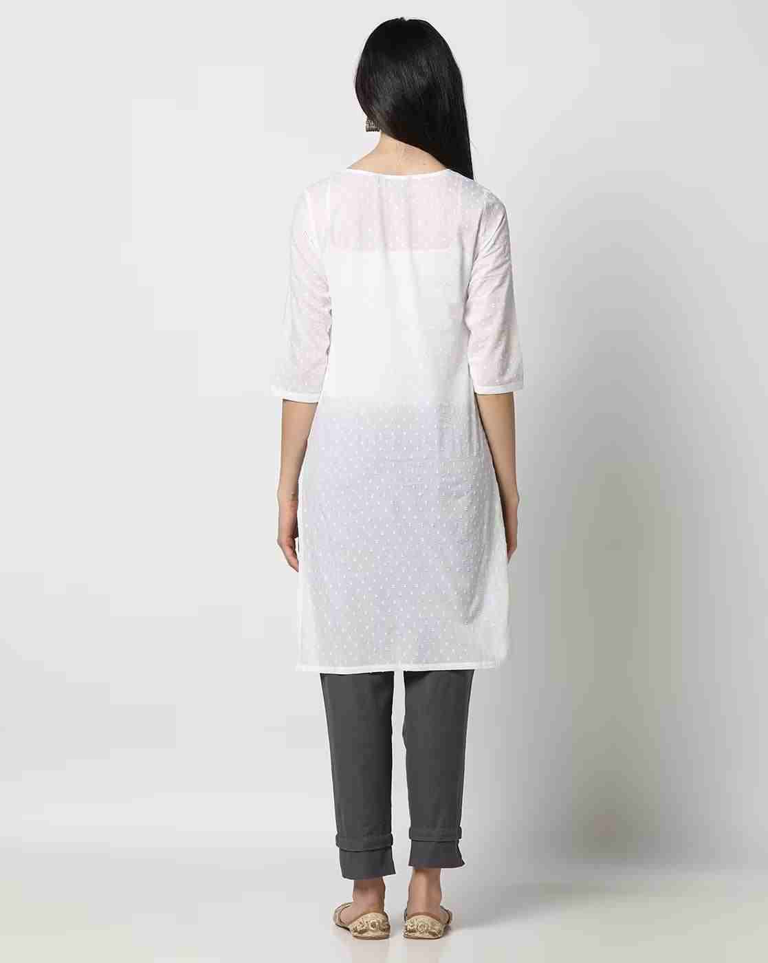 AVAASA MIX N' MATCH | Women Swiss Dot Pattern Straight Kurta|2