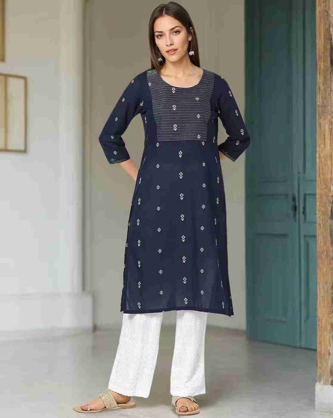 AVAASA MIX N' MATCH | Women Motif Woven Straight Kurta|0