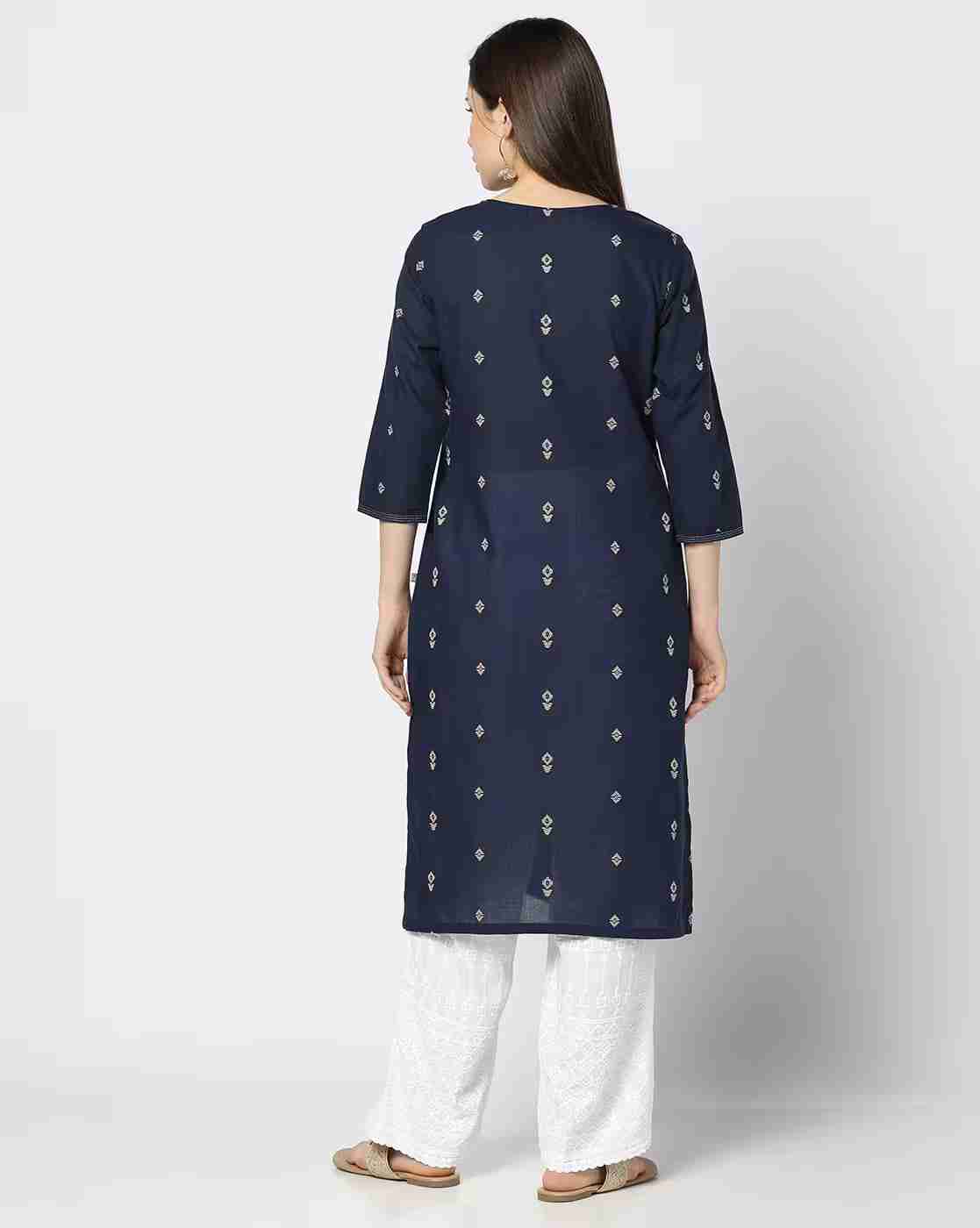 AVAASA MIX N' MATCH | Women Motif Woven Straight Kurta|2