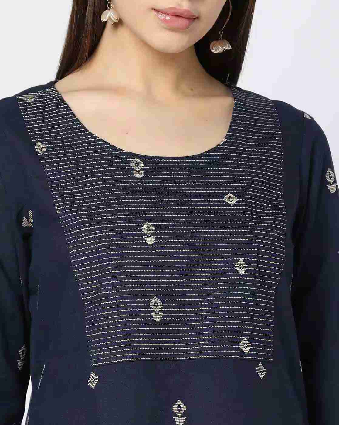 AVAASA MIX N' MATCH | Women Motif Woven Straight Kurta|3