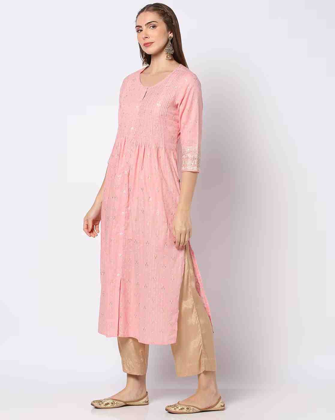 AVAASA MIX N' MATCH | Women Foil Print A-Line Kurta|1
