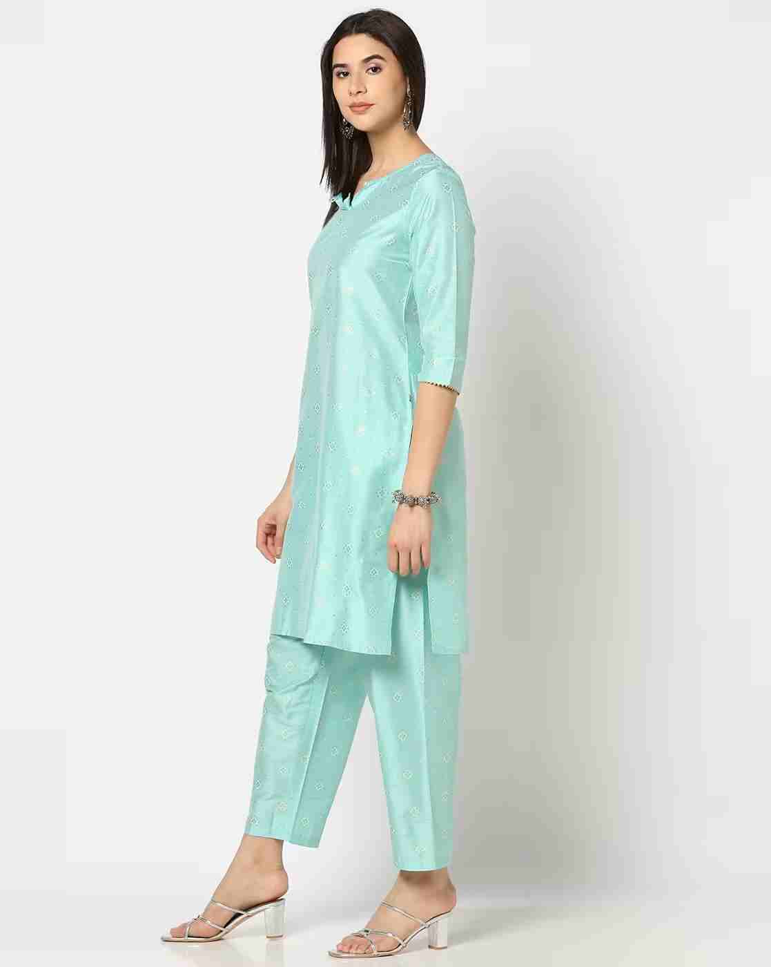 AVAASA MIX N' MATCH | Women Floral Print Straight Kurta with Pants|1