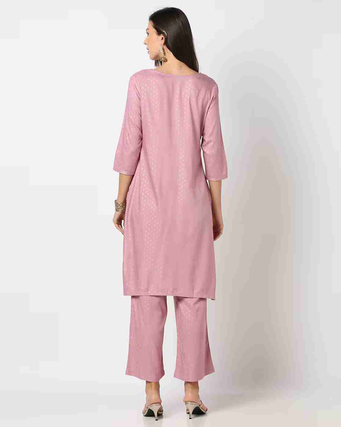 AVAASA MIX N' MATCH | Women Foil Print Straight Kurta with Pants|2