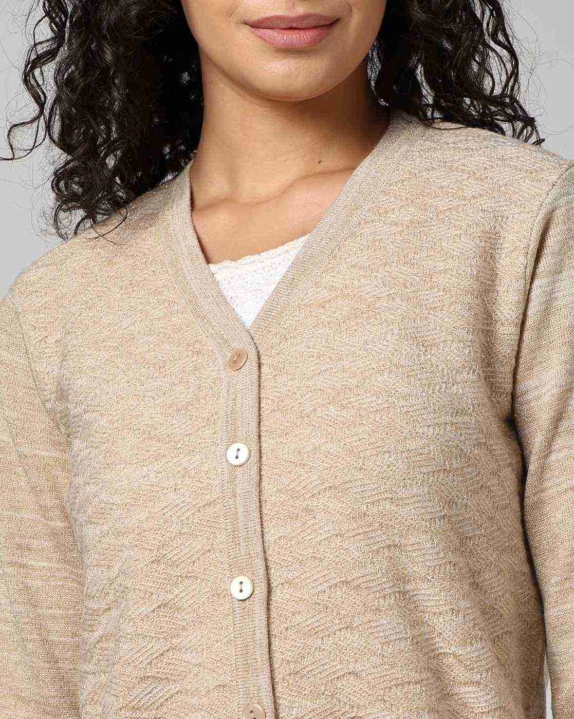 AVAASA MIX N' MATCH | Women Geometric-Knit V-Neck Cardigan|3