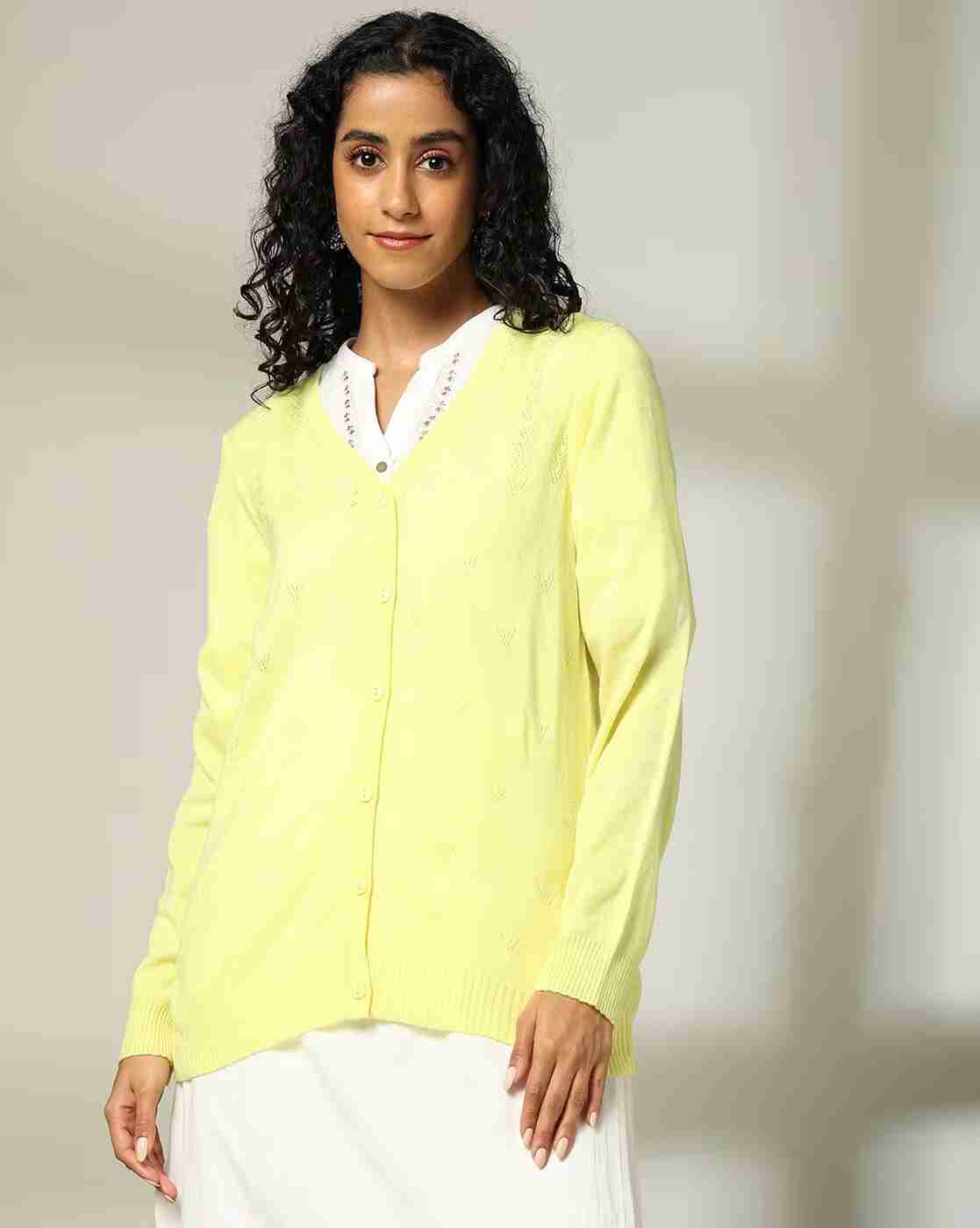 AVAASA MIX N' MATCH | Women Pointelle-Knit V-Neck Cardigan|0