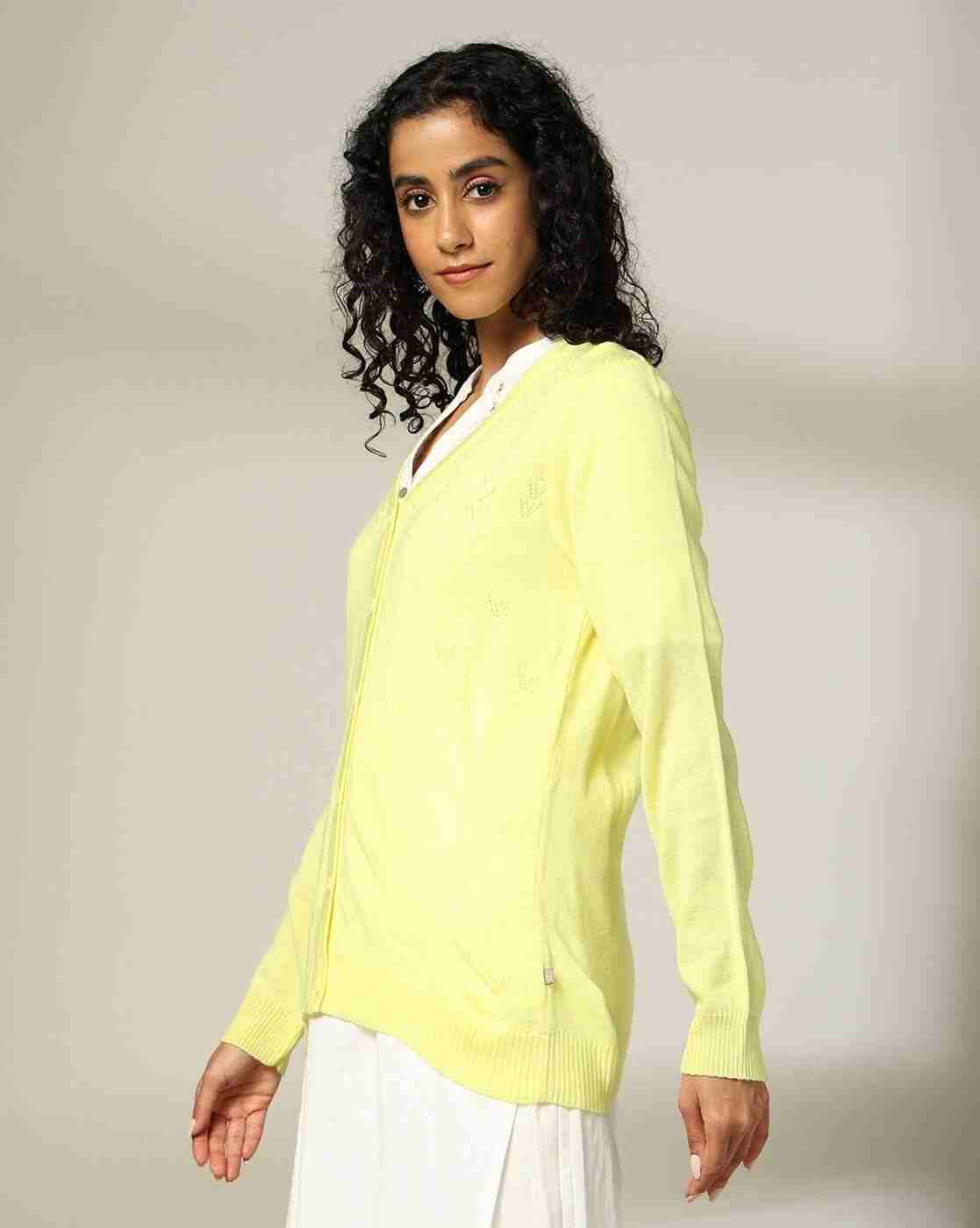 AVAASA MIX N' MATCH | Women Pointelle-Knit V-Neck Cardigan|1