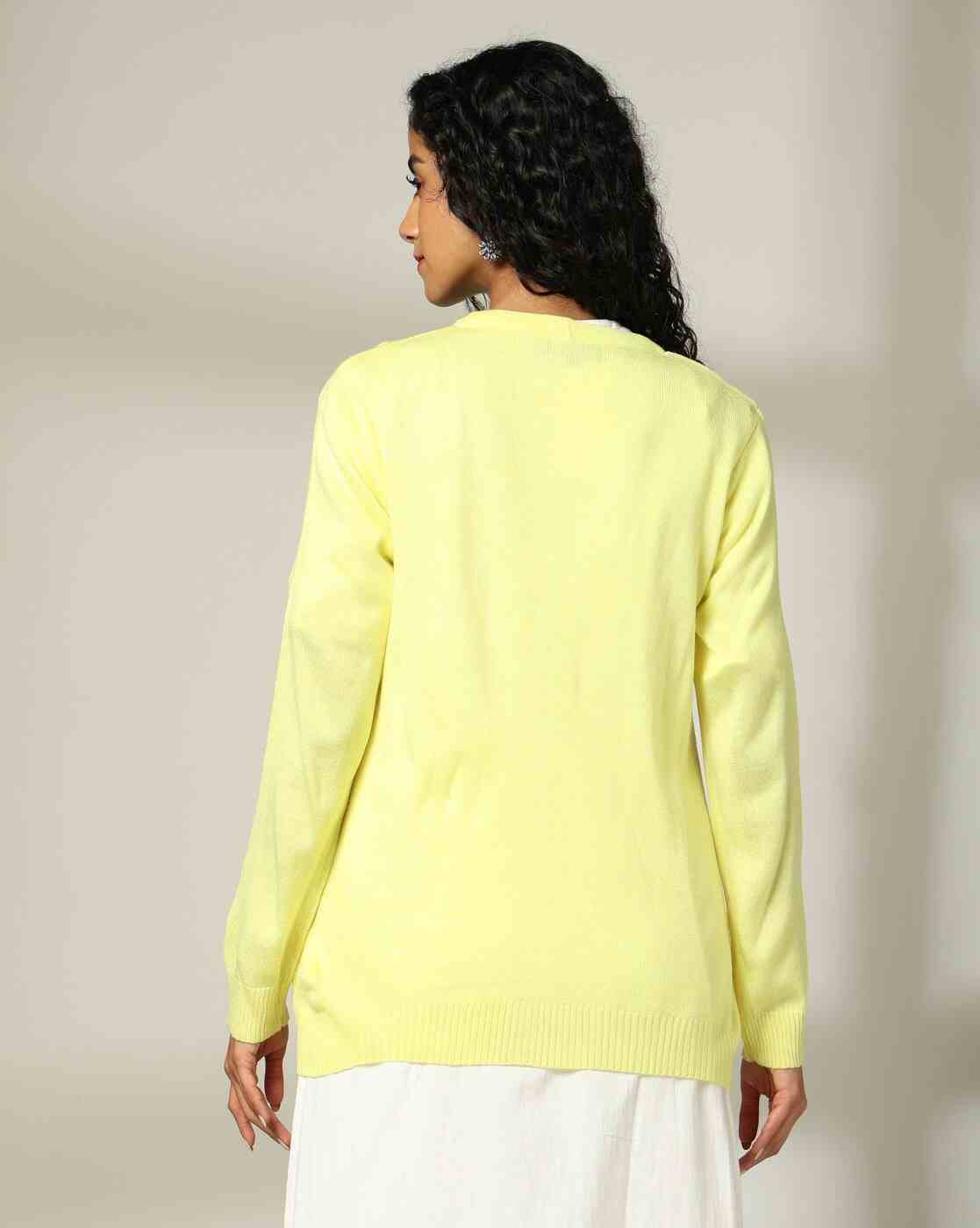 AVAASA MIX N' MATCH | Women Pointelle-Knit V-Neck Cardigan|2
