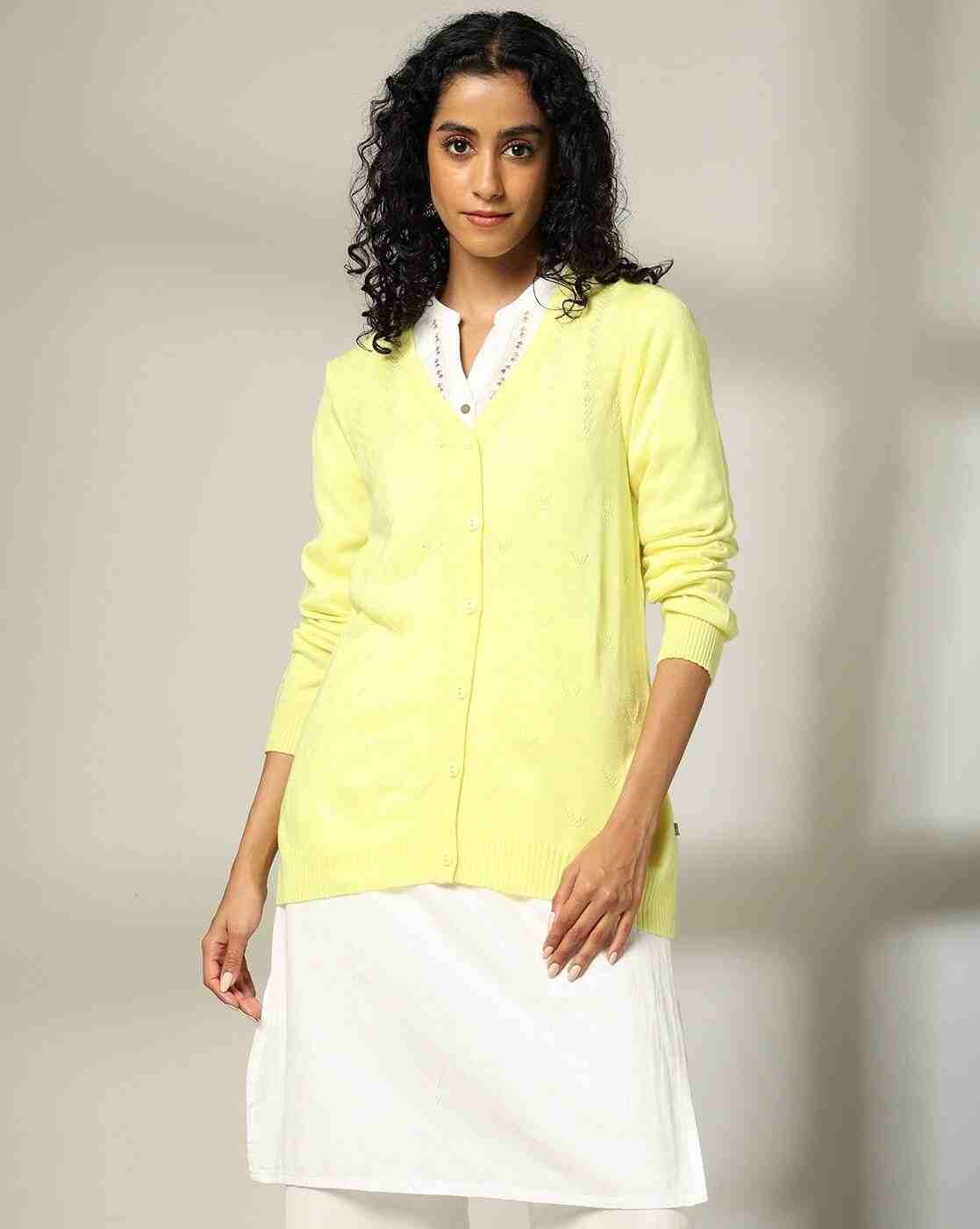 AVAASA MIX N' MATCH | Women Pointelle-Knit V-Neck Cardigan|3