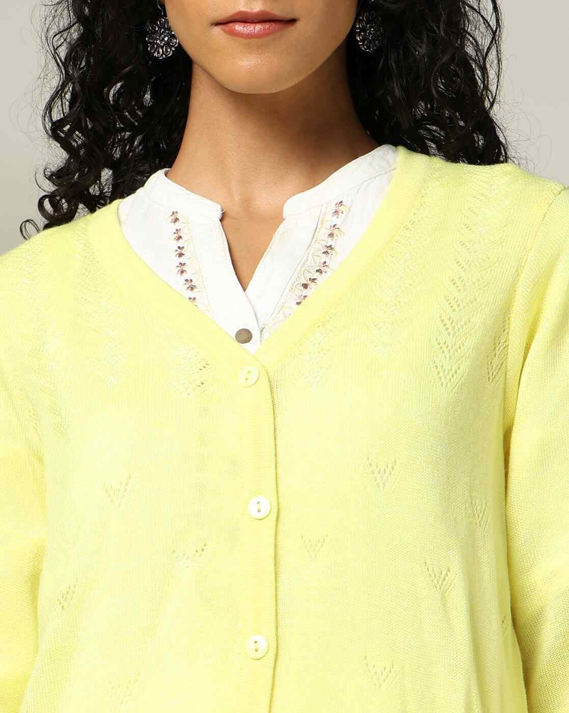AVAASA MIX N' MATCH | Women Pointelle-Knit V-Neck Cardigan|4