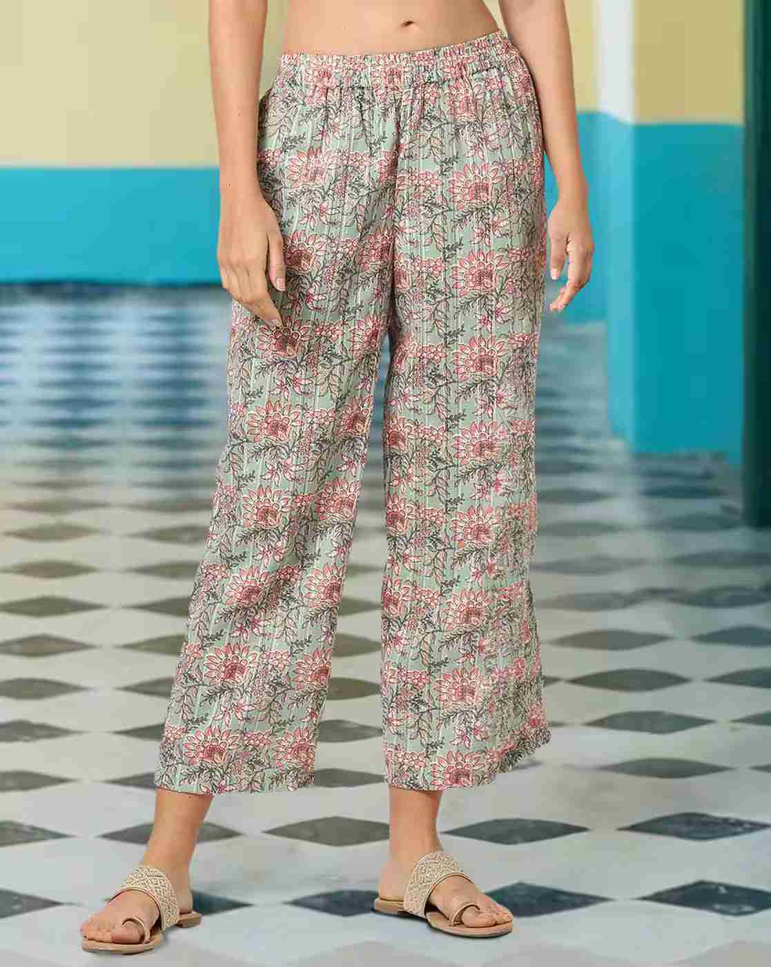 AVAASA MIX N' MATCH | Women Floral Print Regular Fit Pants|0